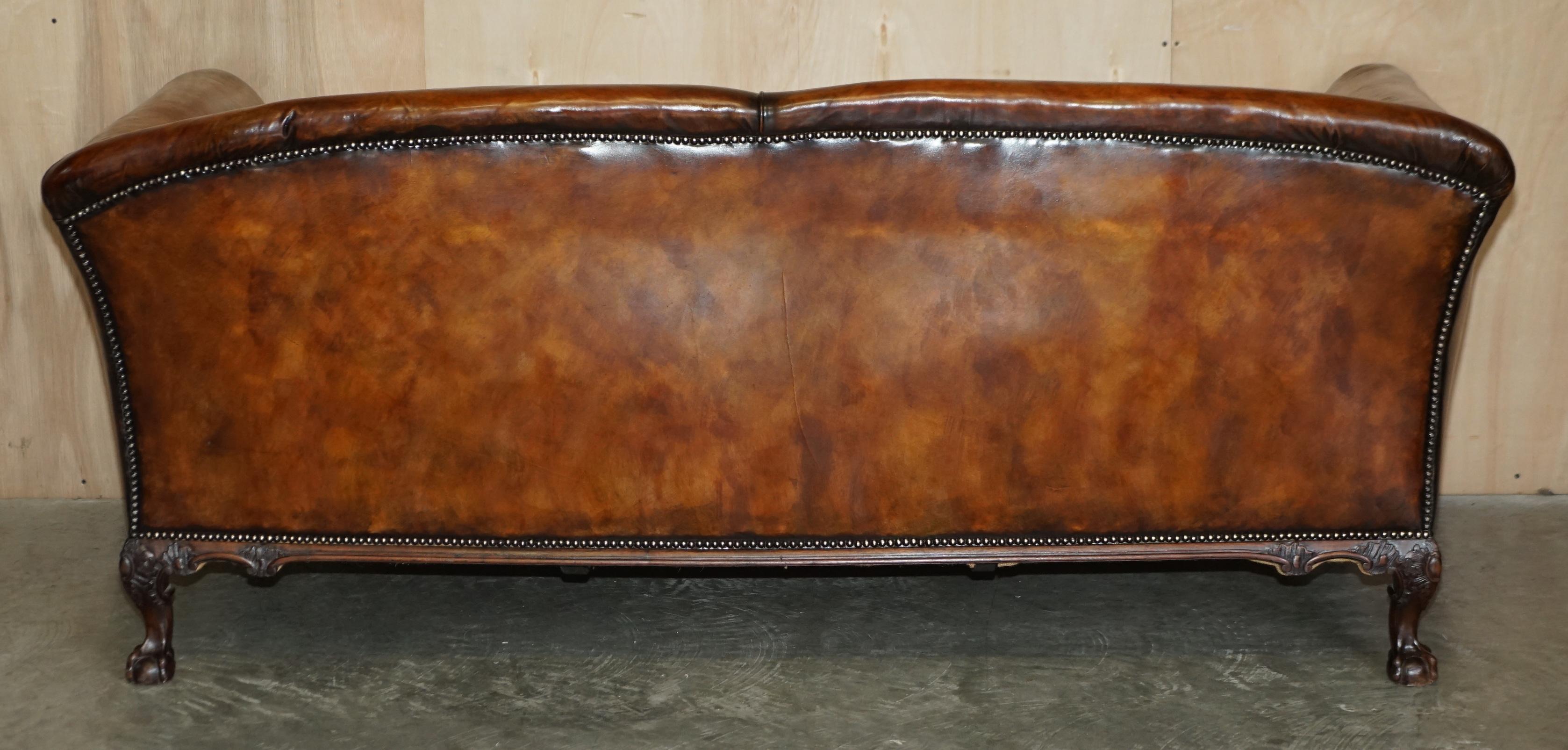 Huge Restored Antique Victorian Howard & Son's Brown Leather Chesterfield Sofa 13