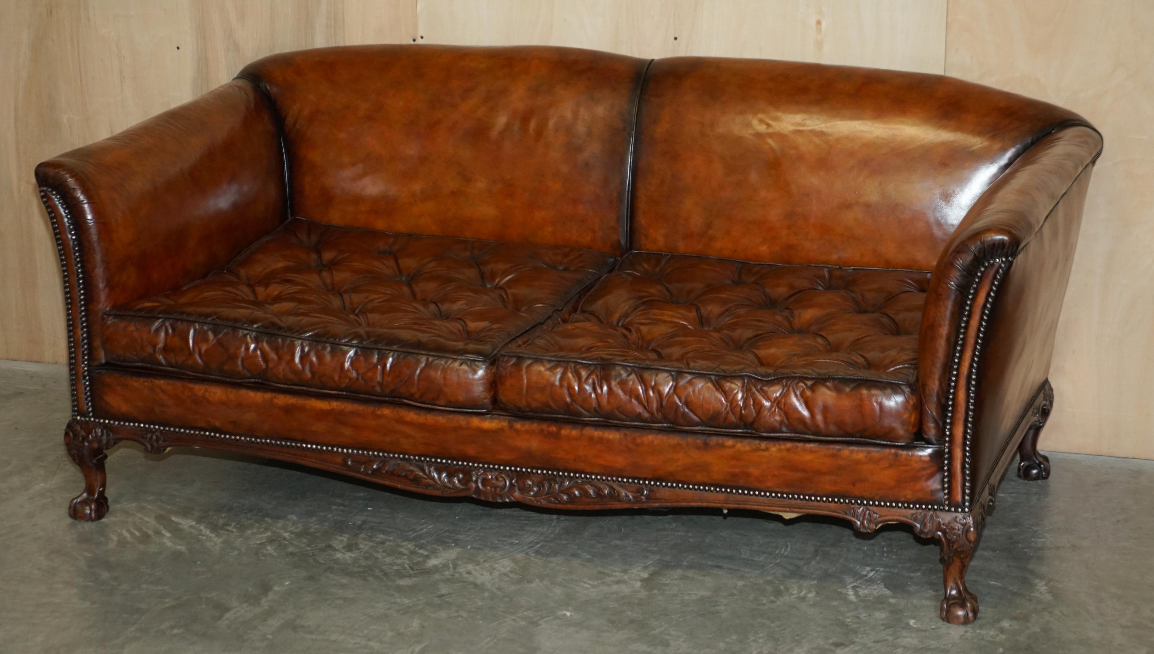 19th Century Huge Restored Antique Victorian Howard & Son's Brown Leather Chesterfield Sofa