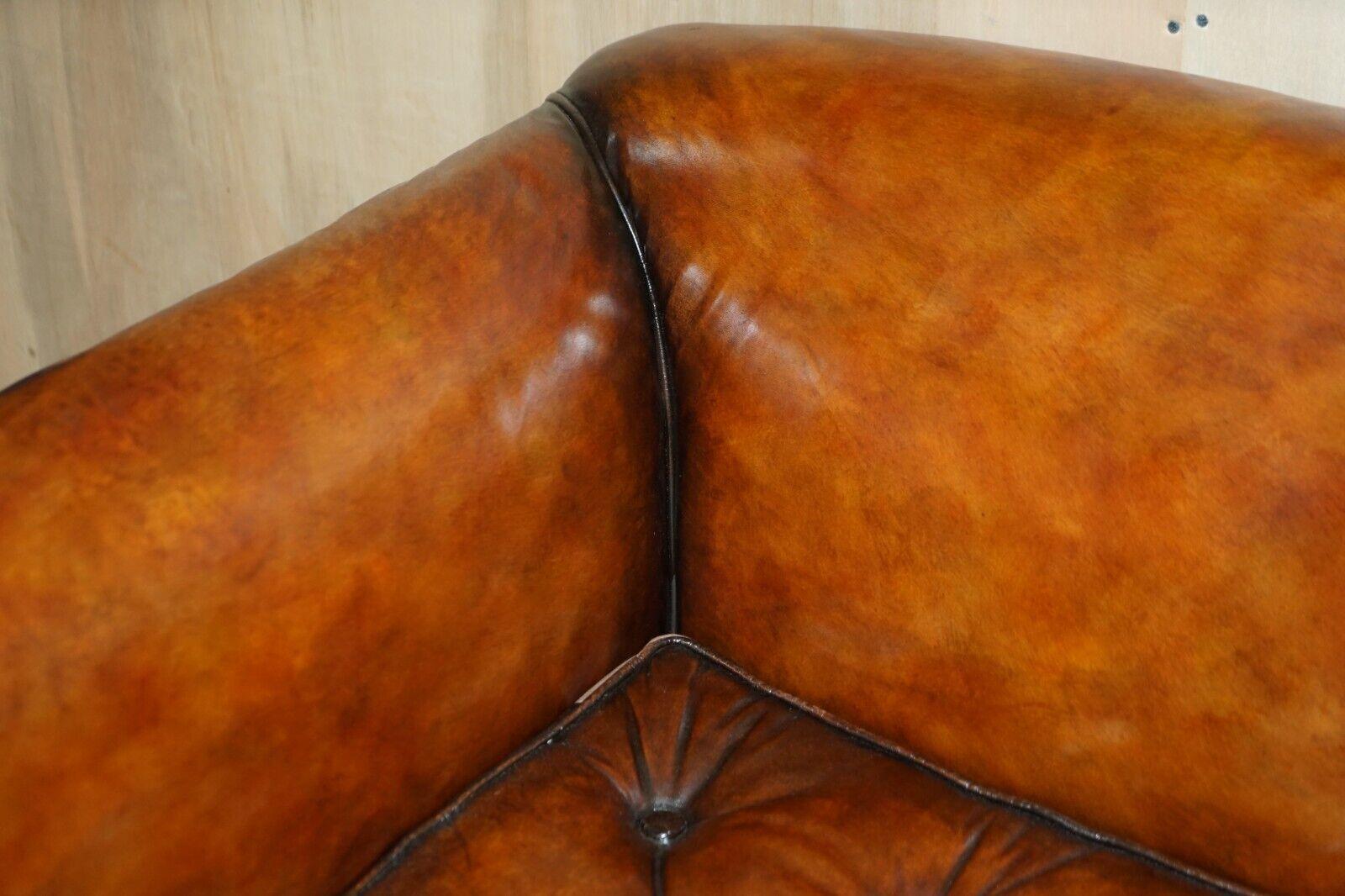 Huge Restored Antique Victorian Howard & Son's Brown Leather Chesterfield Sofa For Sale 1