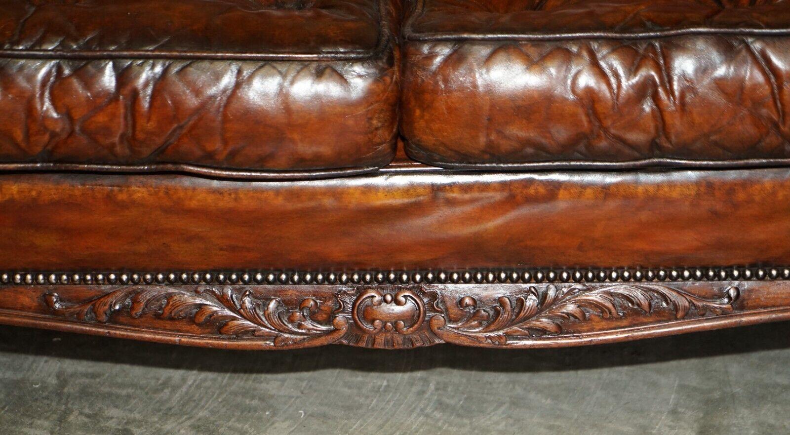 Huge Restored Antique Victorian Howard & Son's Brown Leather Chesterfield Sofa For Sale 2