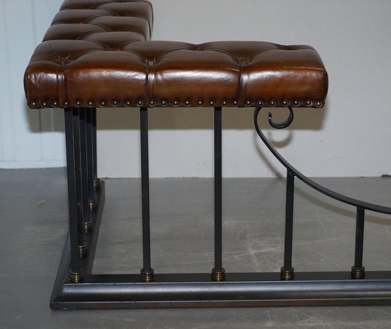 Huge Restored Chesterfield Vintage Aged Brown Leather Fireplace Club Fender at 1stDibs