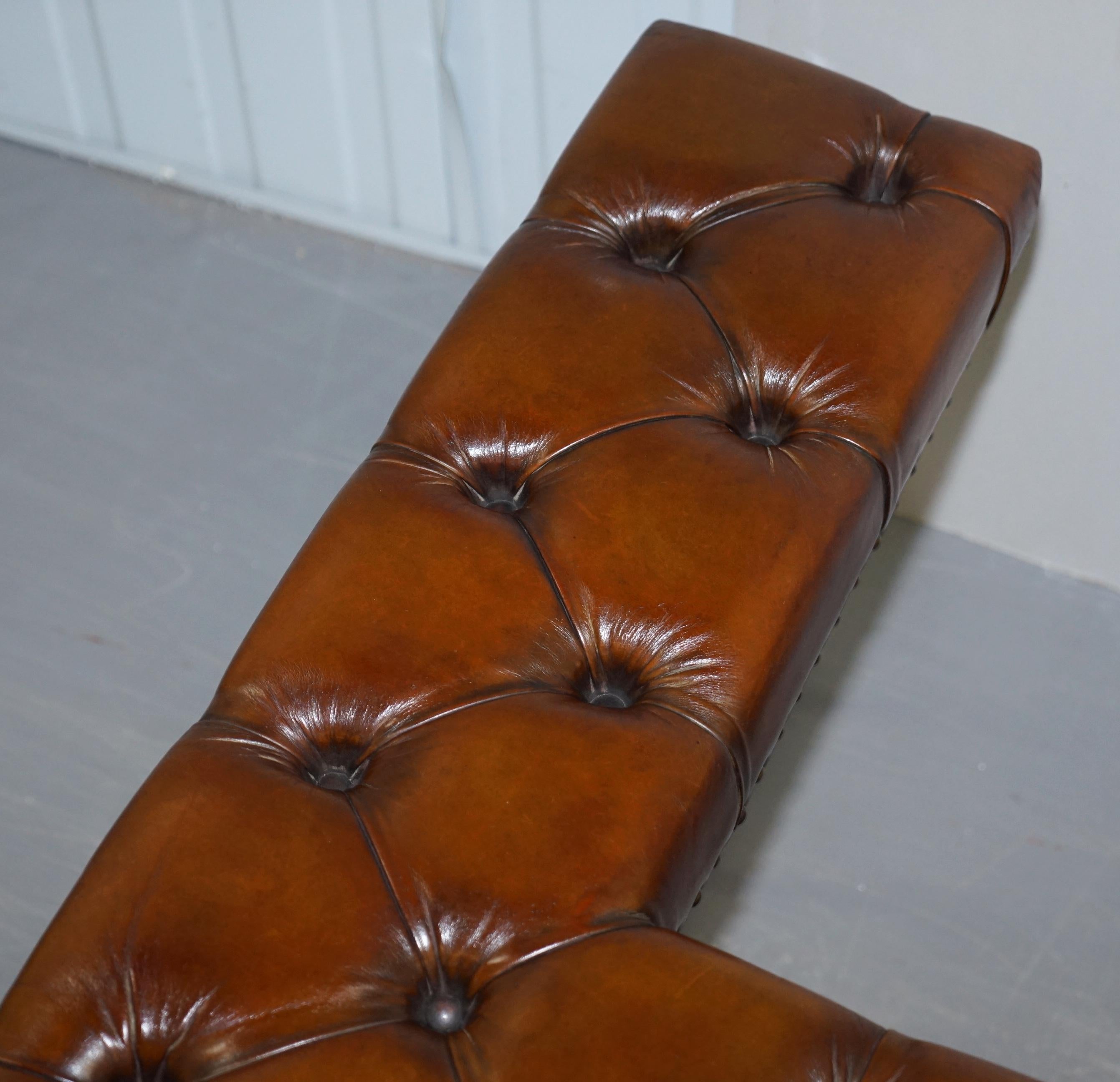 Huge Restored Chesterfield Vintage Aged Brown Leather Fireplace Club Fender 2