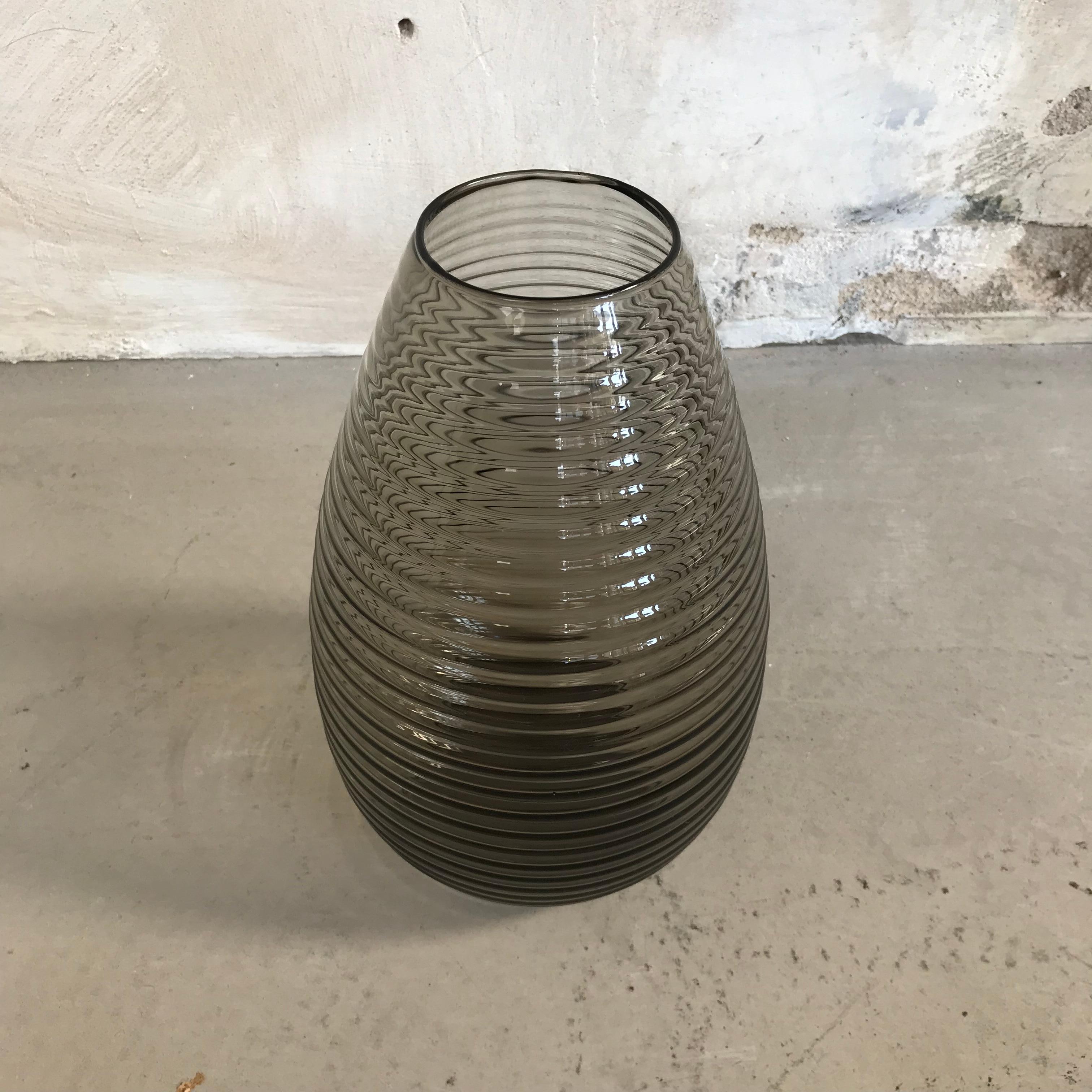 Mid-Century Modern Huge Ribbed Teardrop Vase by A.D. Copier for Leerdam Glassworks, 1950s
