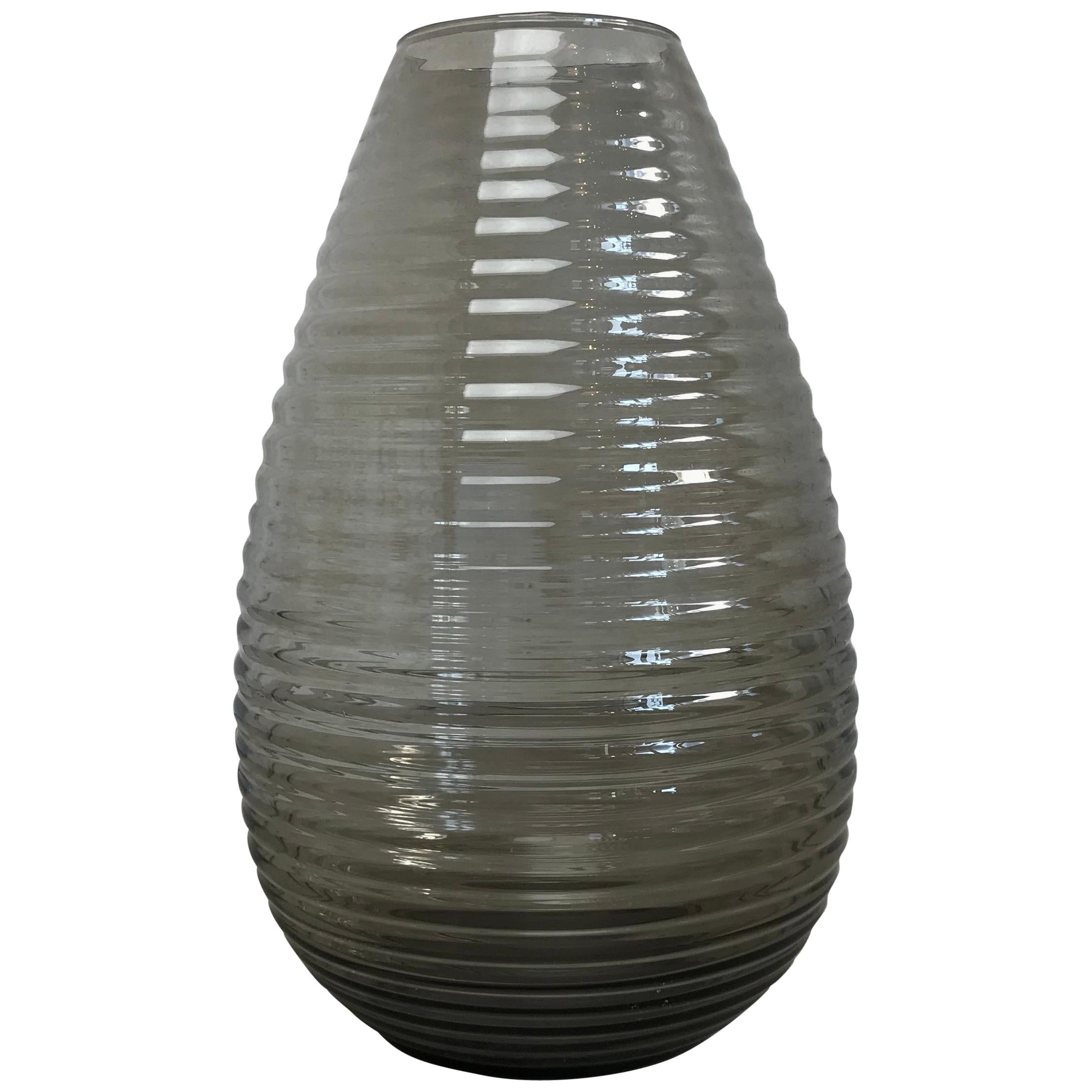 Huge Ribbed Teardrop Vase by A.D. Copier for Leerdam Glassworks, 1950s