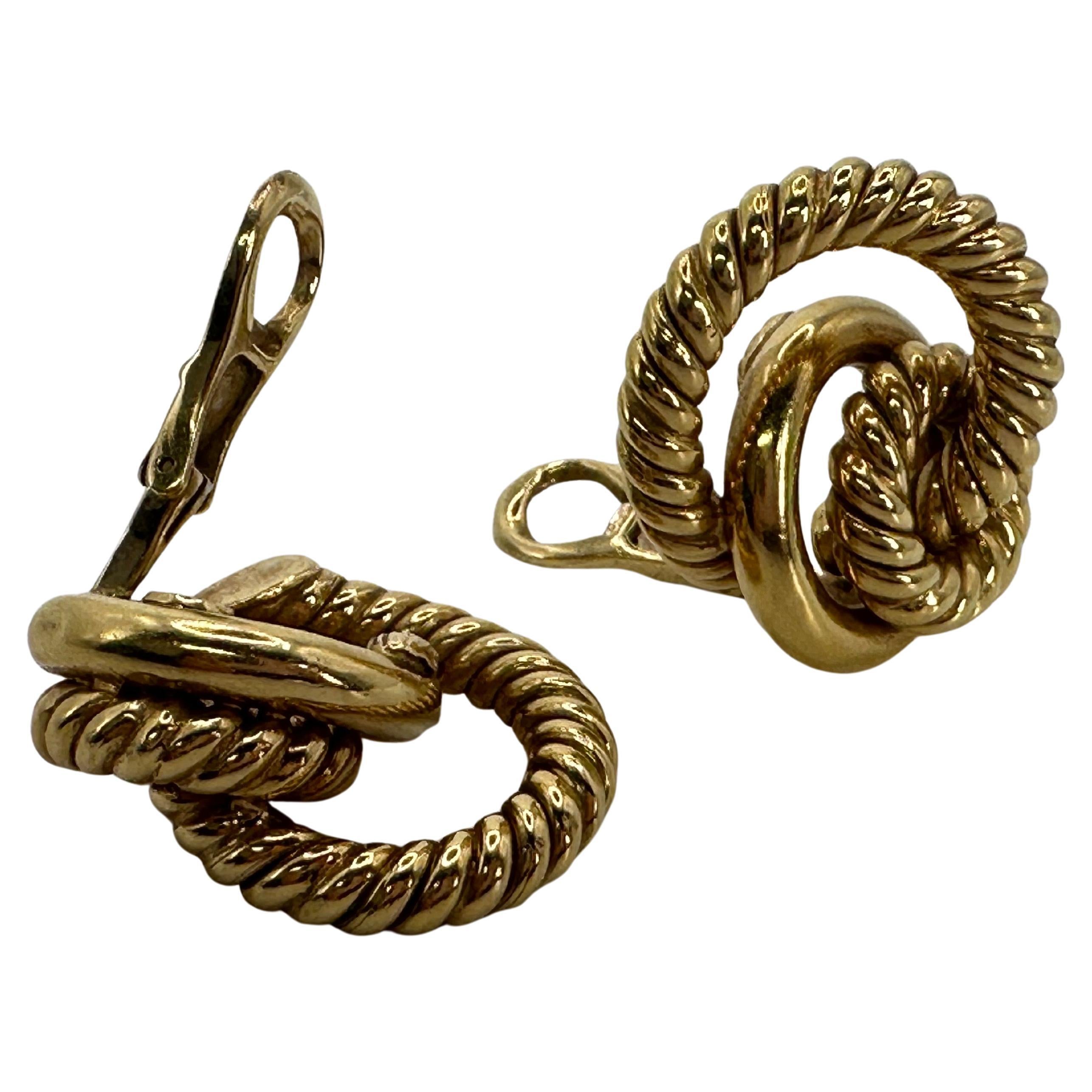 Enorme pendiente de oro de cuerda OMEGA 14KT oro RARO clip en