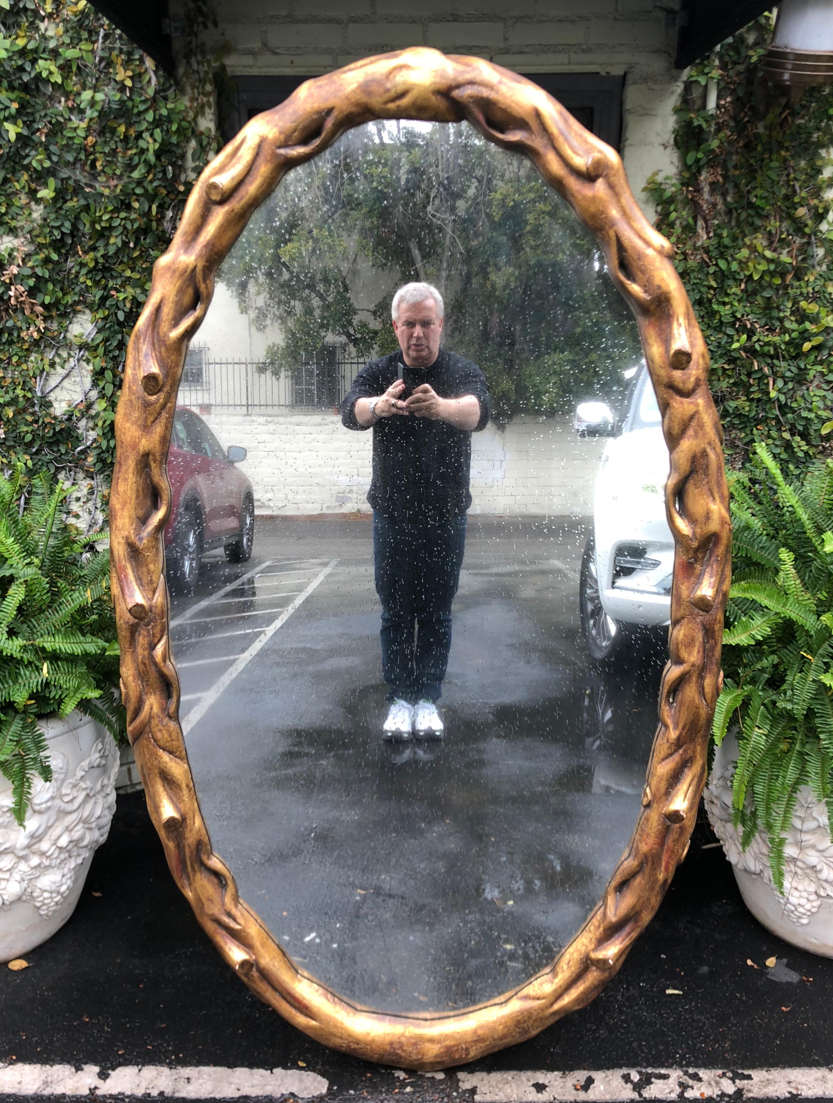 Italian Huge Rose Tarlow Giltwood Designer Mirror