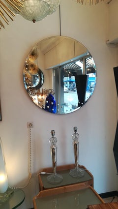 Huge Round Italian Mirror, circa 1970, with Bubles Decor