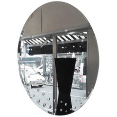 Huge Round Italian Mirror, circa 1970, with Bubles Decor