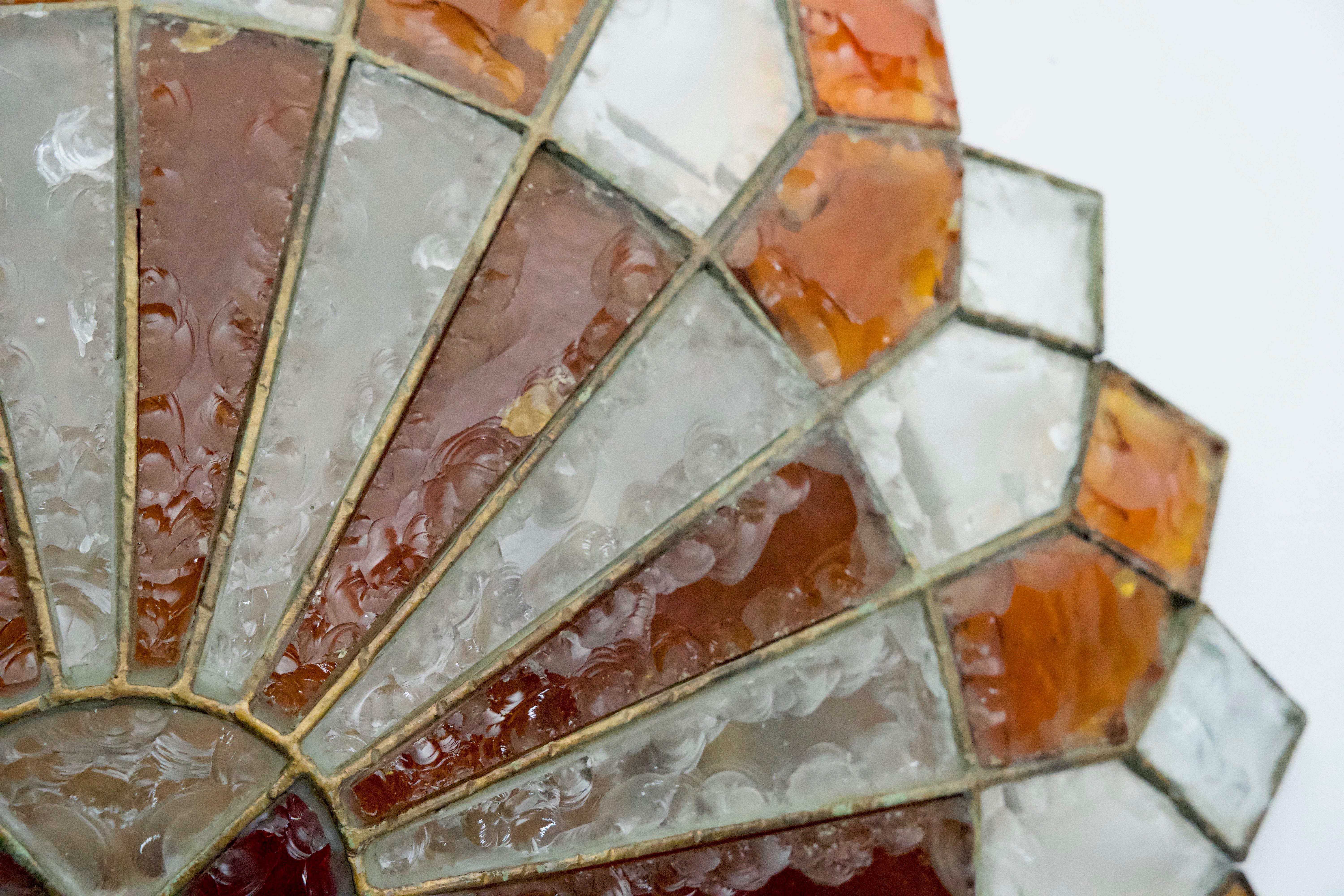 Huge Round Murano Glass Ceiling Lamp by Poliarte, Italy, 1970s. For Sale 4