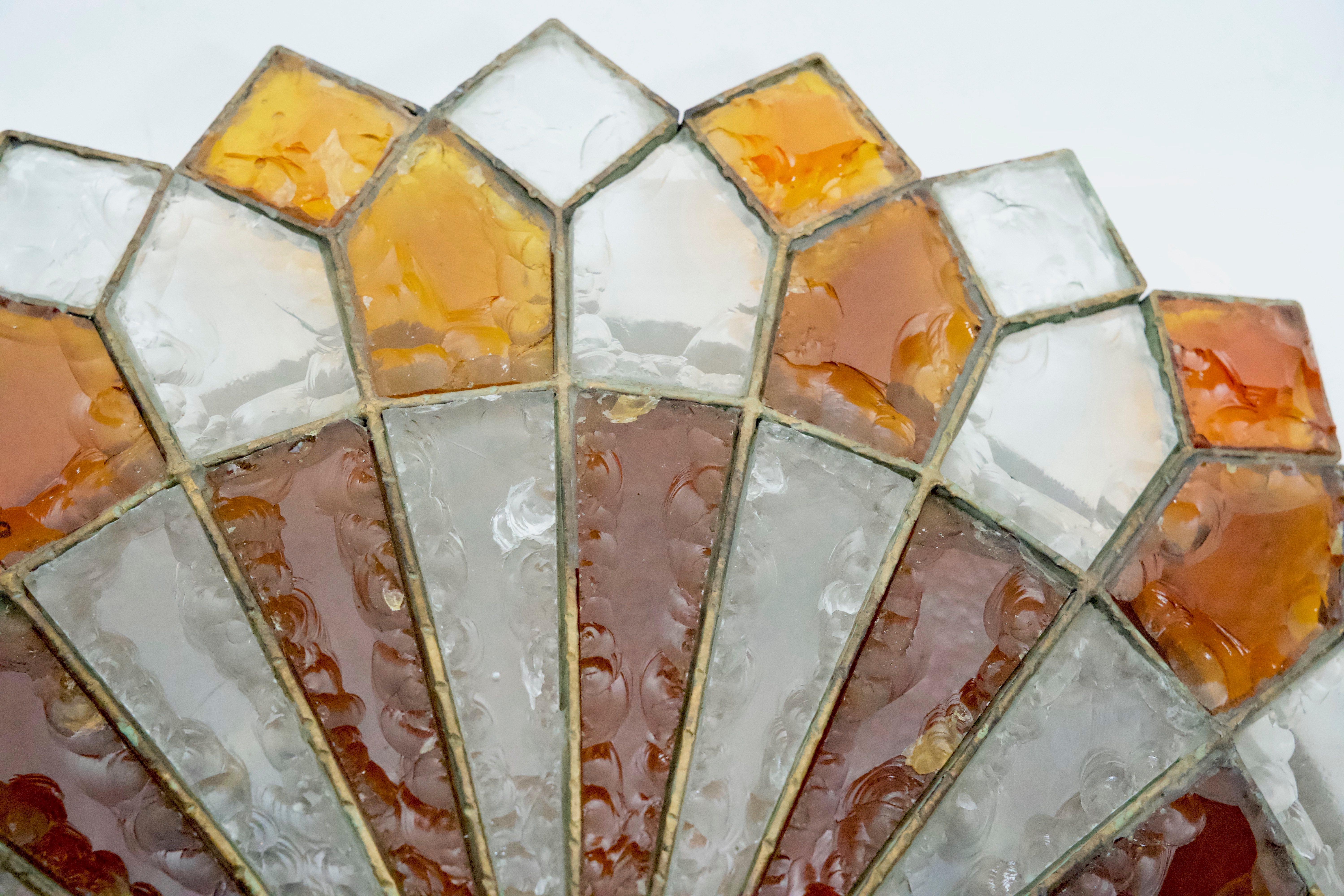 Huge Round Murano Glass Ceiling Lamp by Poliarte, Italy, 1970s. For Sale 5