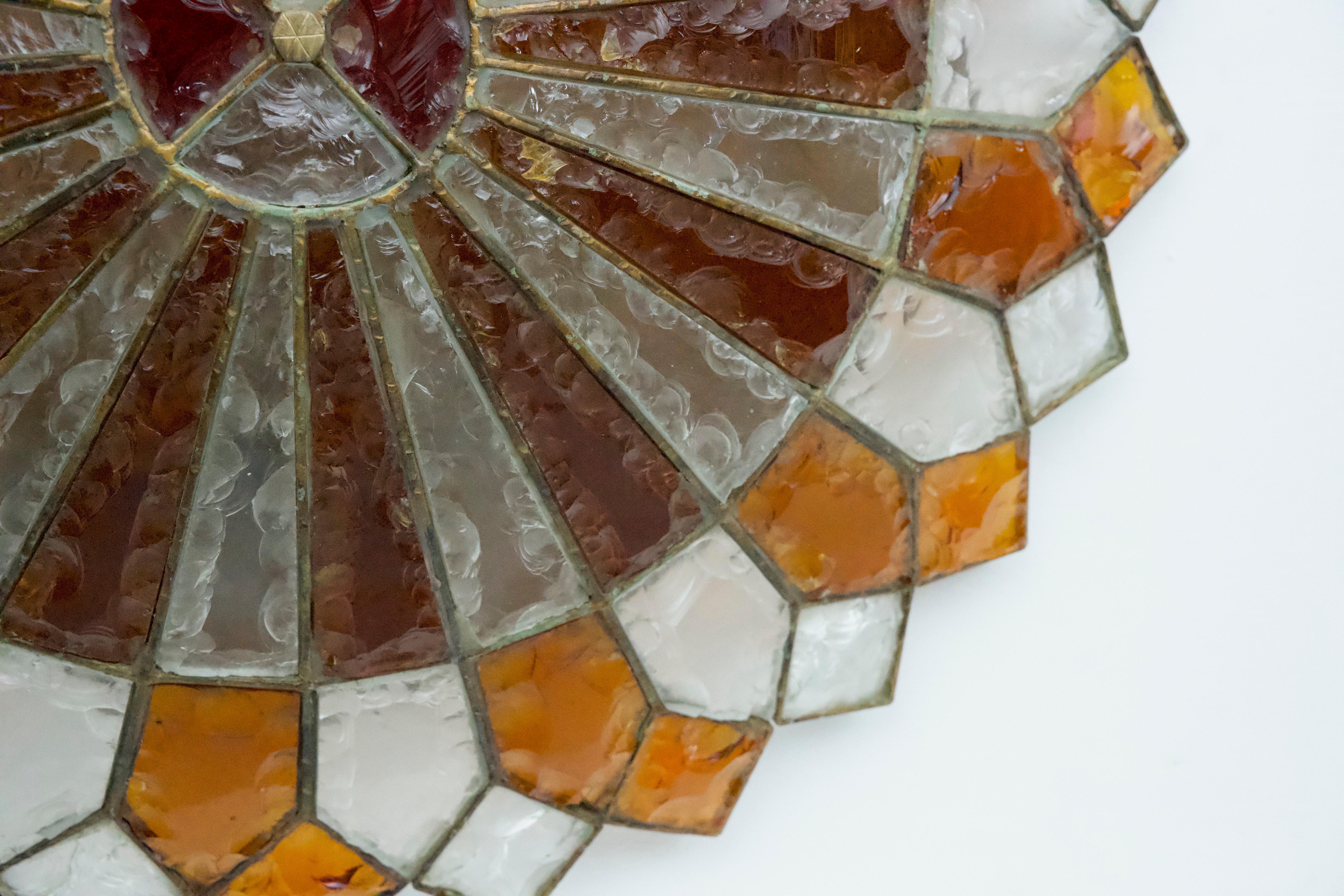 Huge Round Murano Glass Ceiling Lamp by Poliarte, Italy, 1970s. For Sale 7