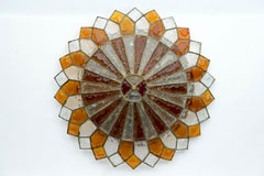 Enorme lampada da soffitto rotonda in vetro di Murano di Poliarte, Italia, anni '70.