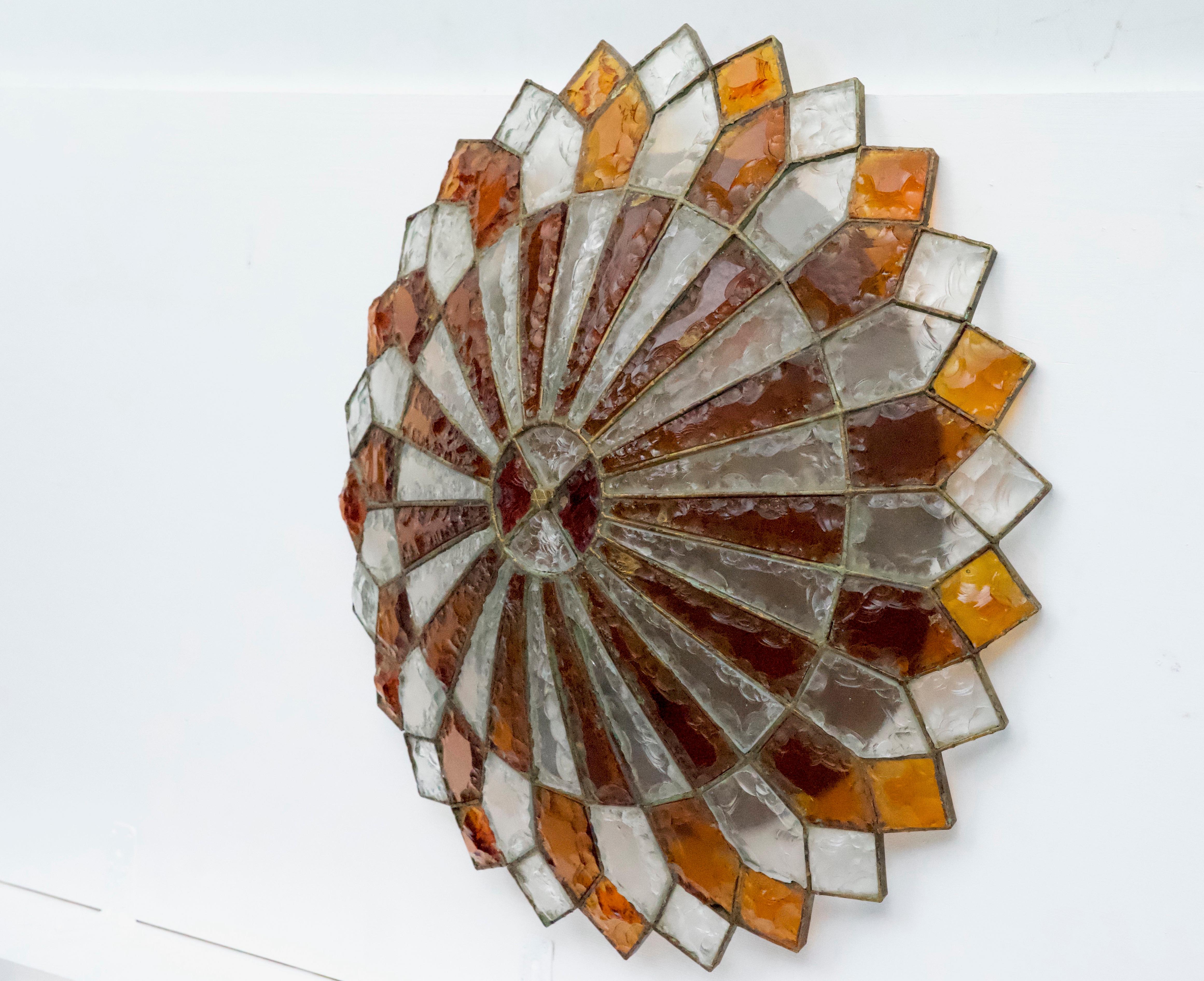 Mid-Century Modern Huge Round Murano Glass Ceiling Lamp by Poliarte, Italy, 1970s. For Sale