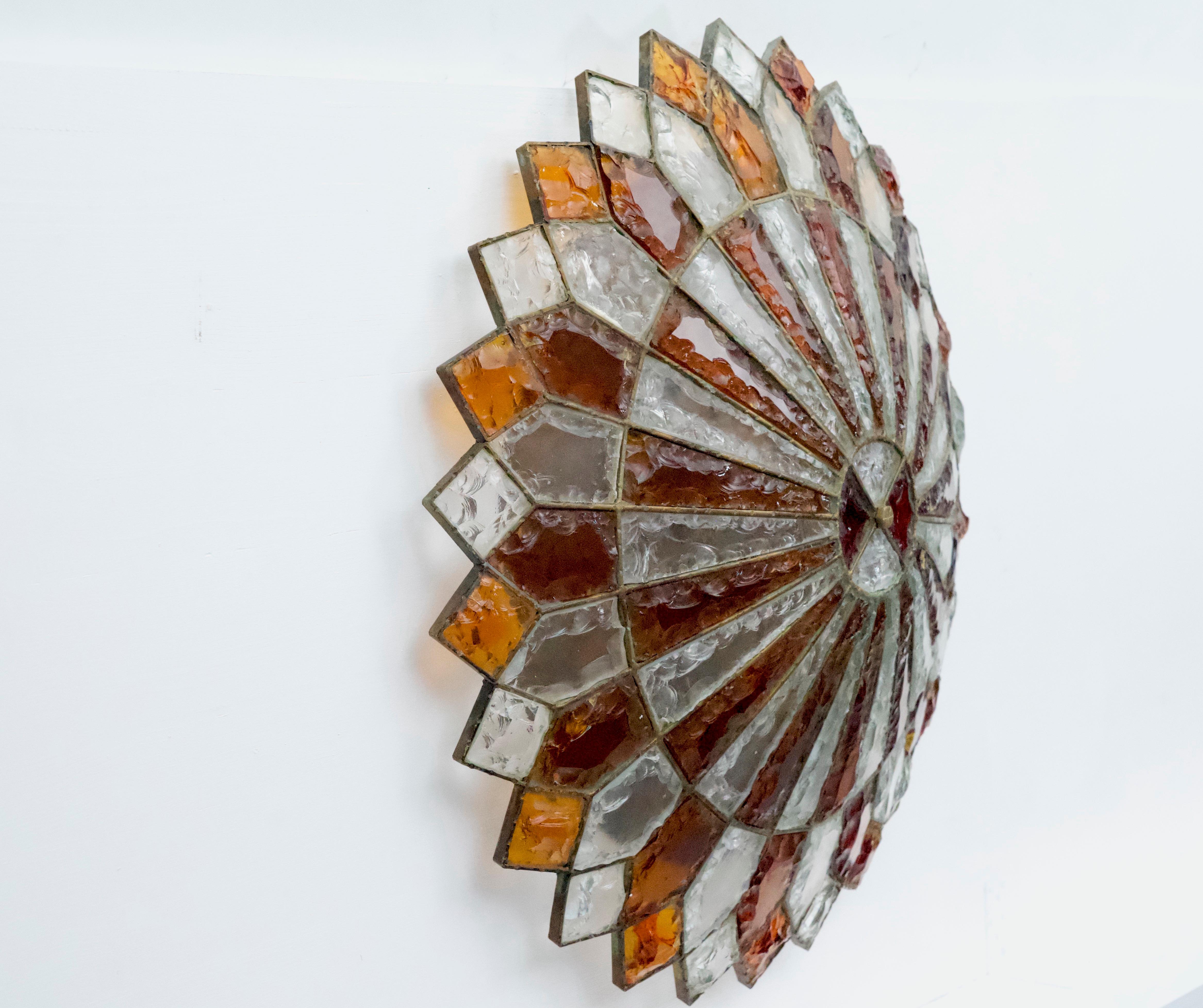 Huge Round Murano Glass Ceiling Lamp by Poliarte, Italy, 1970s. In Good Condition For Sale In Catania, CT
