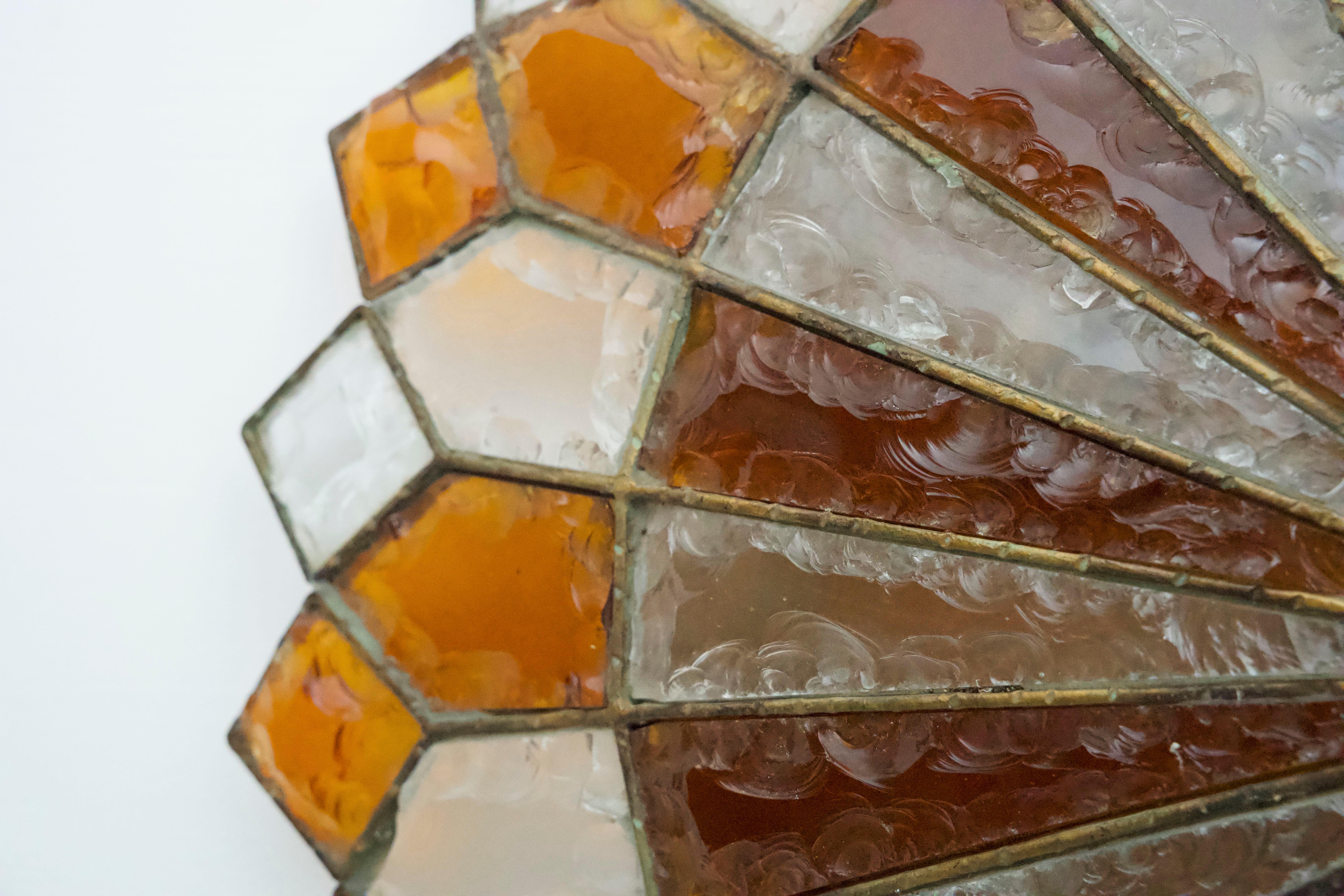 Huge Round Murano Glass Ceiling Lamp by Poliarte, Italy, 1970s. For Sale 1