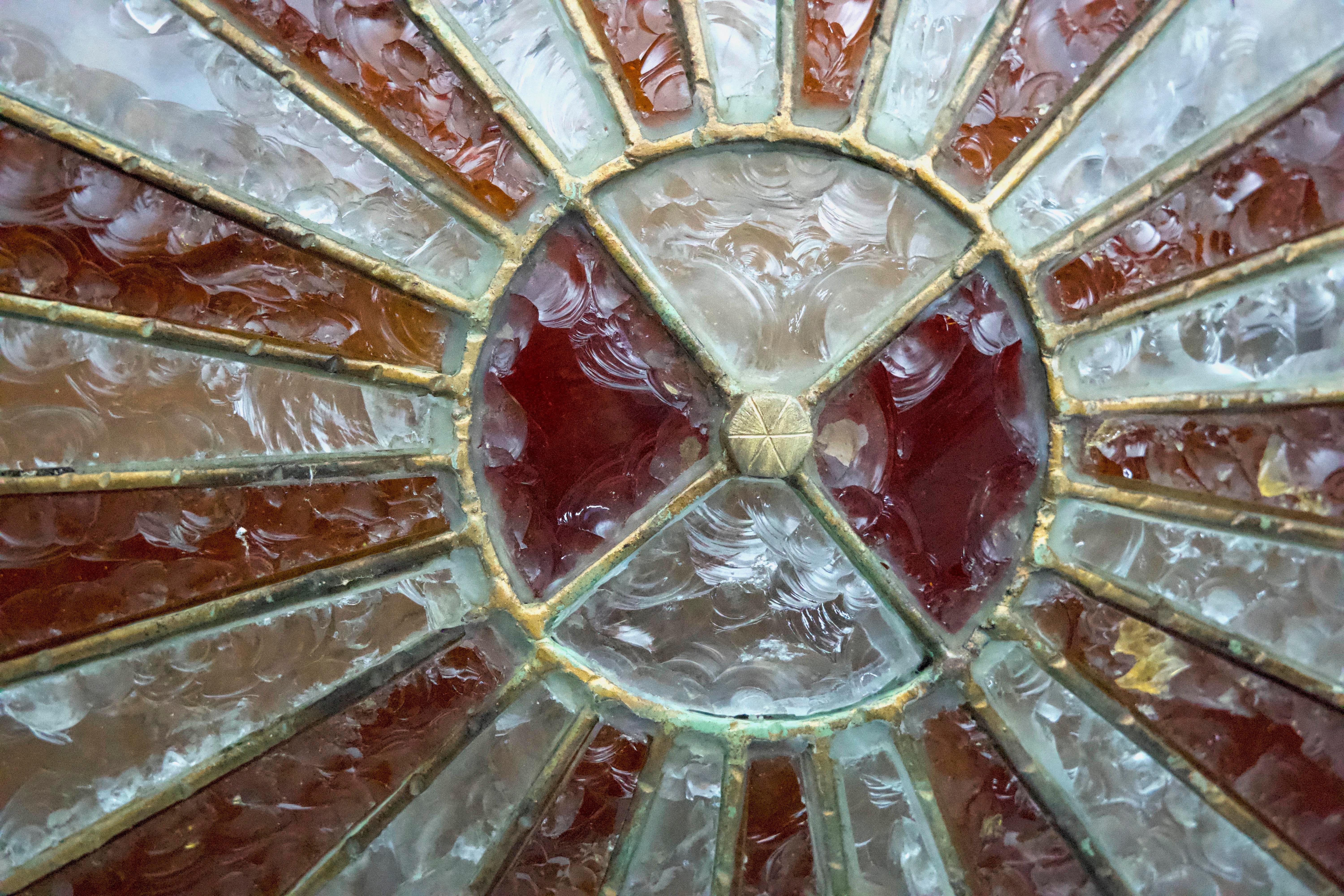 Huge Round Murano Glass Ceiling Lamp by Poliarte, Italy, 1970s. For Sale 2