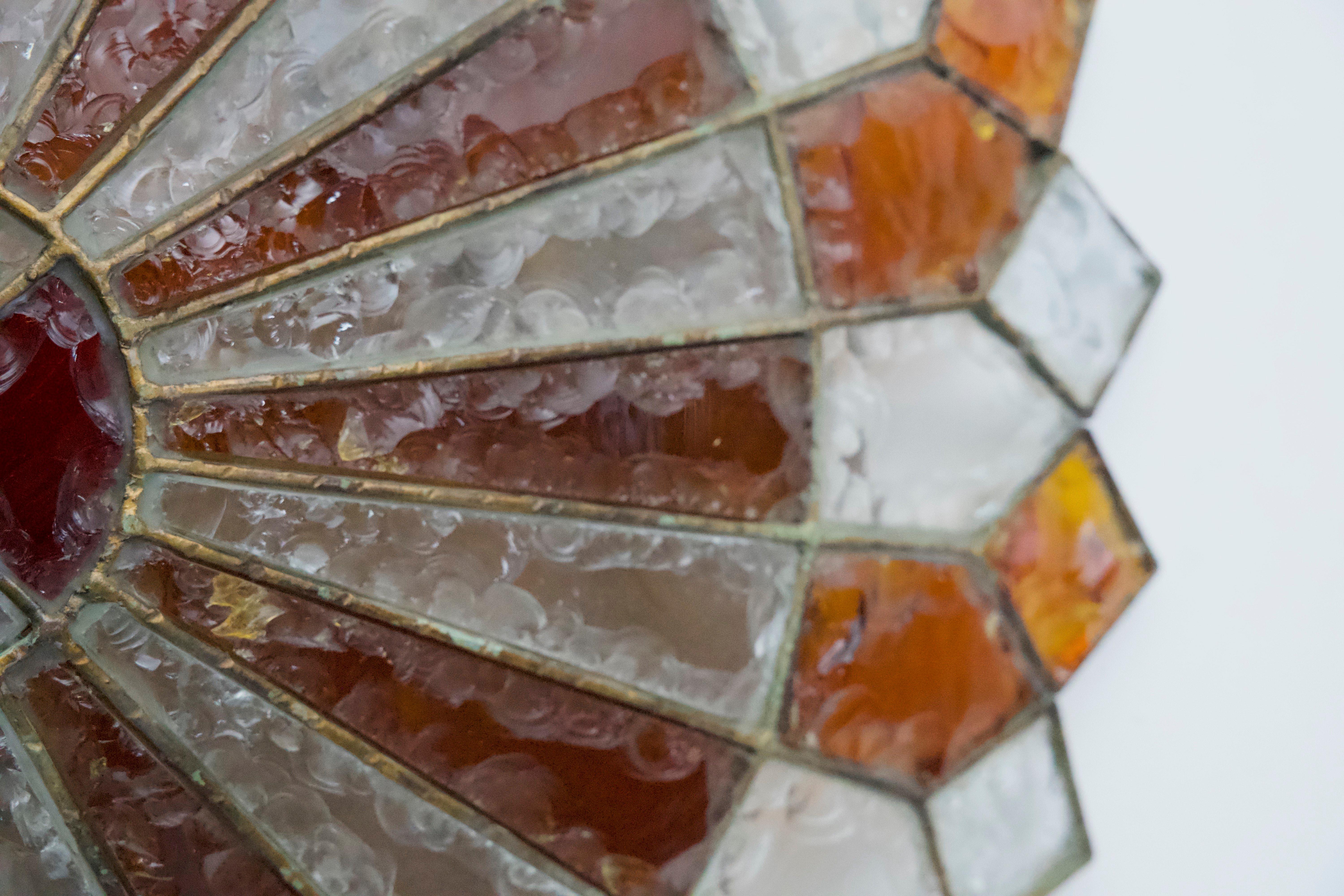 Huge Round Murano Glass Ceiling Lamp by Poliarte, Italy, 1970s. For Sale 3