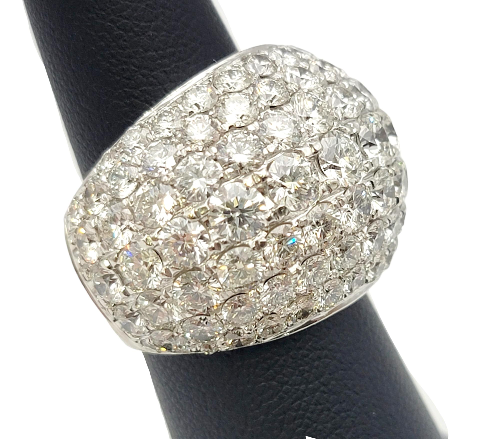 Huge Round Pave Diamond Dome Lollipop Ring in 14 Karat White Gold 9 Carats Total For Sale 4