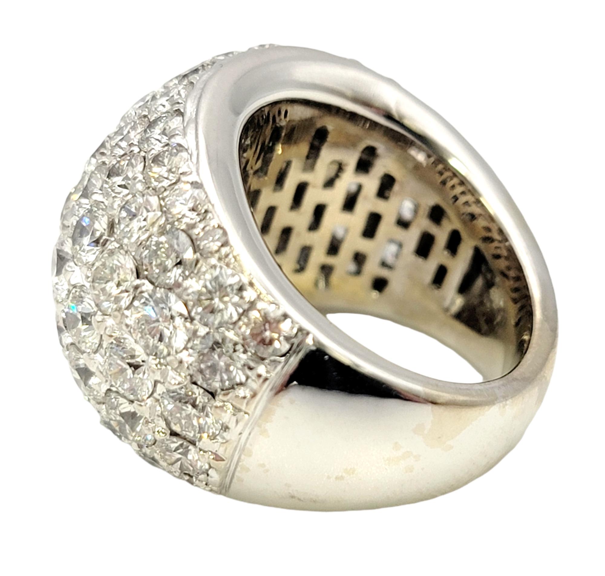 Contemporary Huge Round Pave Diamond Dome Lollipop Ring in 14 Karat White Gold 9 Carats Total For Sale