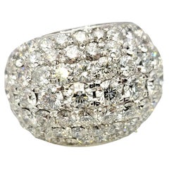 Pave Diamond Dome Ring in 14 Karat White Gold 9 Carats Total Huge Round Cocktail