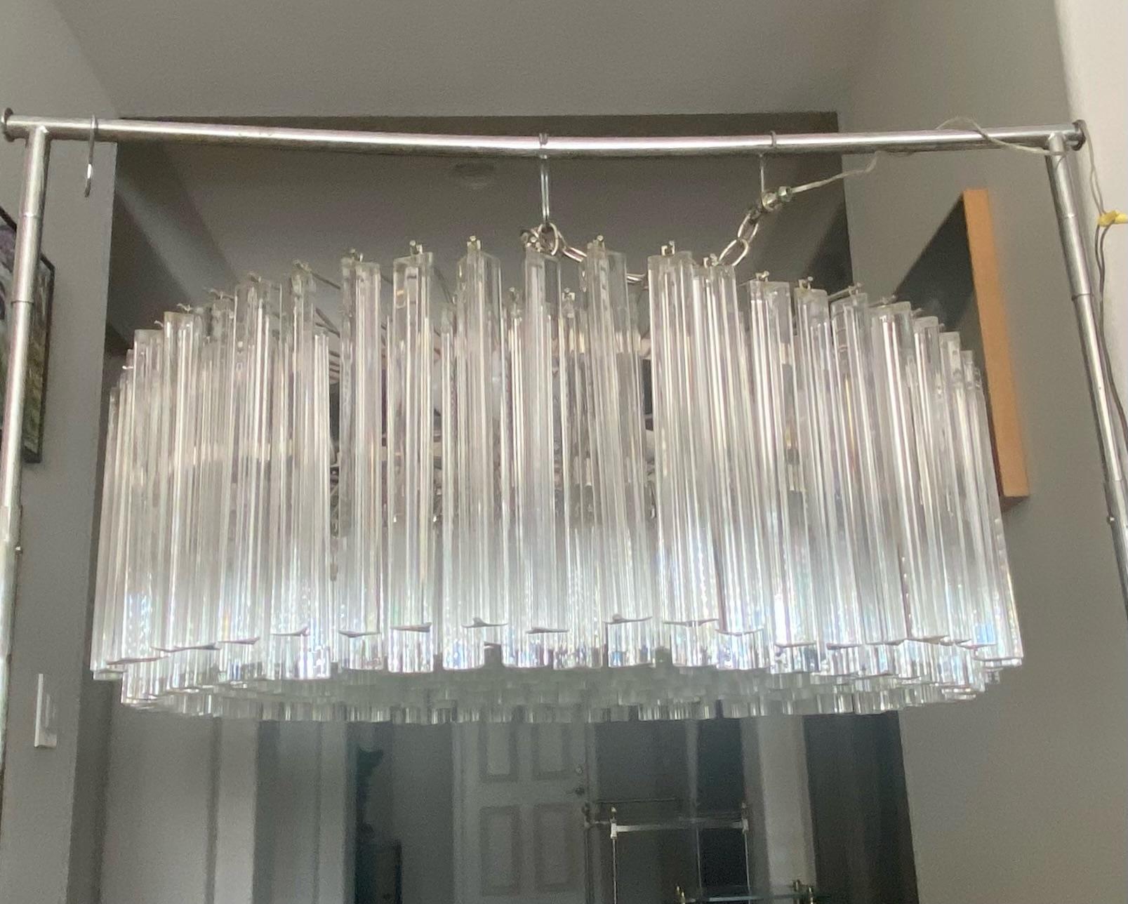 Huge Round Venini Murano Triedi Glass Prism Chandelier 2