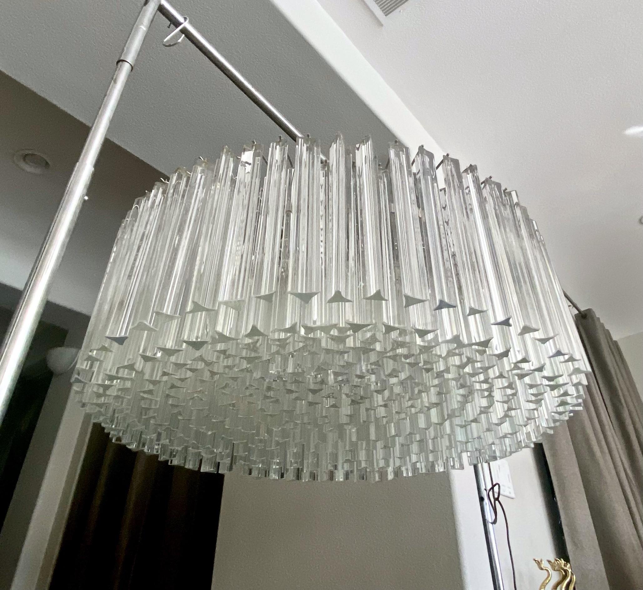 large modern chrome prism round chandelier
