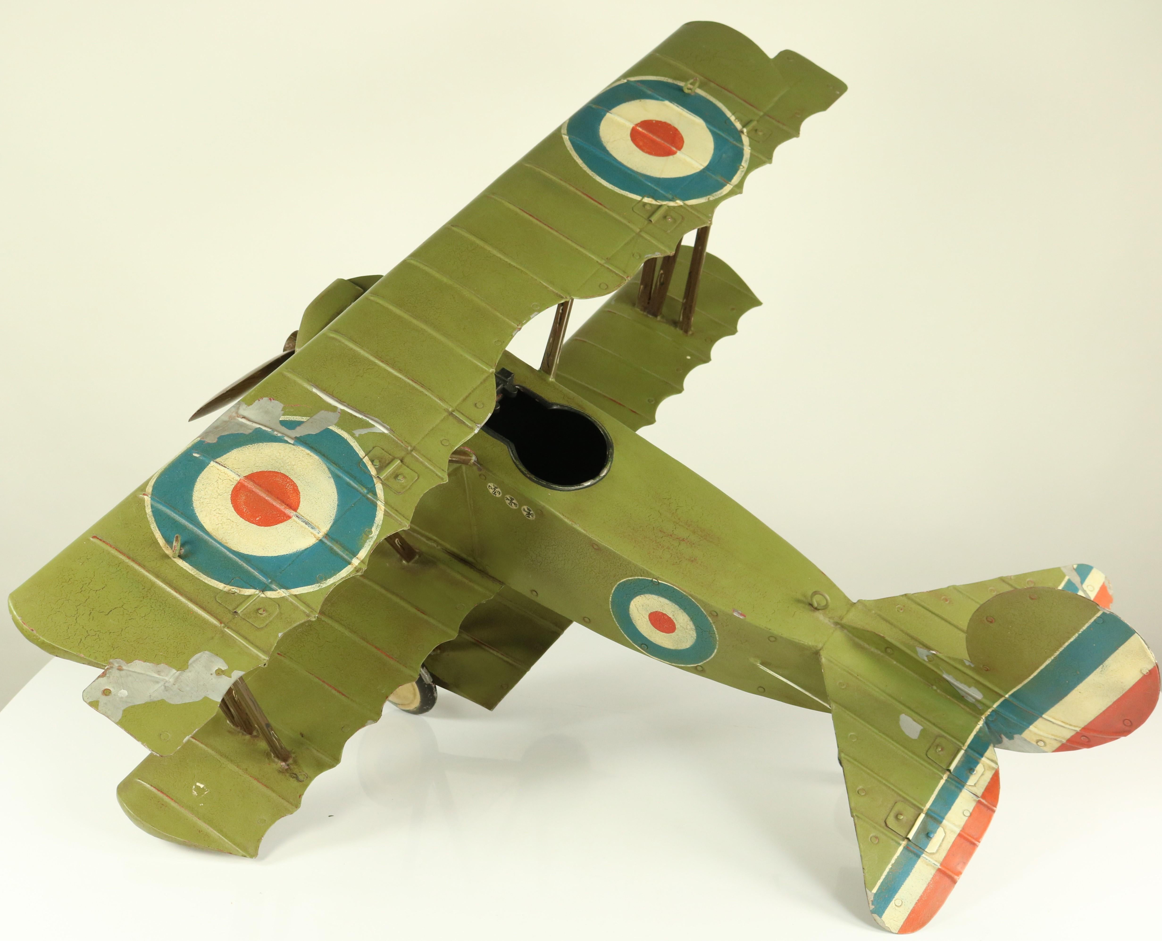 Huge Royal Air Force Biplane Tin Model WW 1 Sopwith Snipe Aviation, 1920s For Sale 5