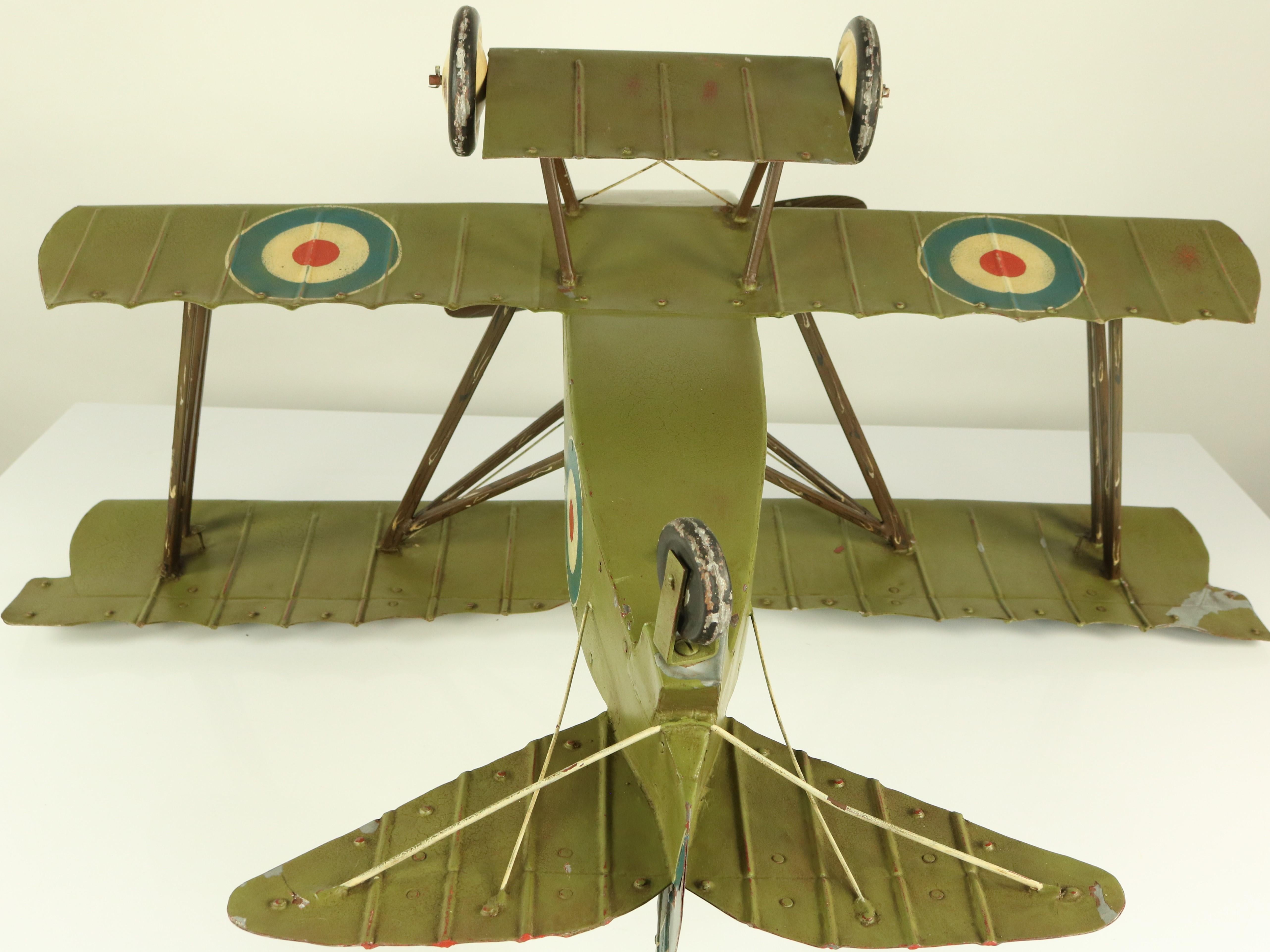 Huge Royal Air Force Biplane Tin Model WW 1 Sopwith Snipe Aviation, 1920s For Sale 6