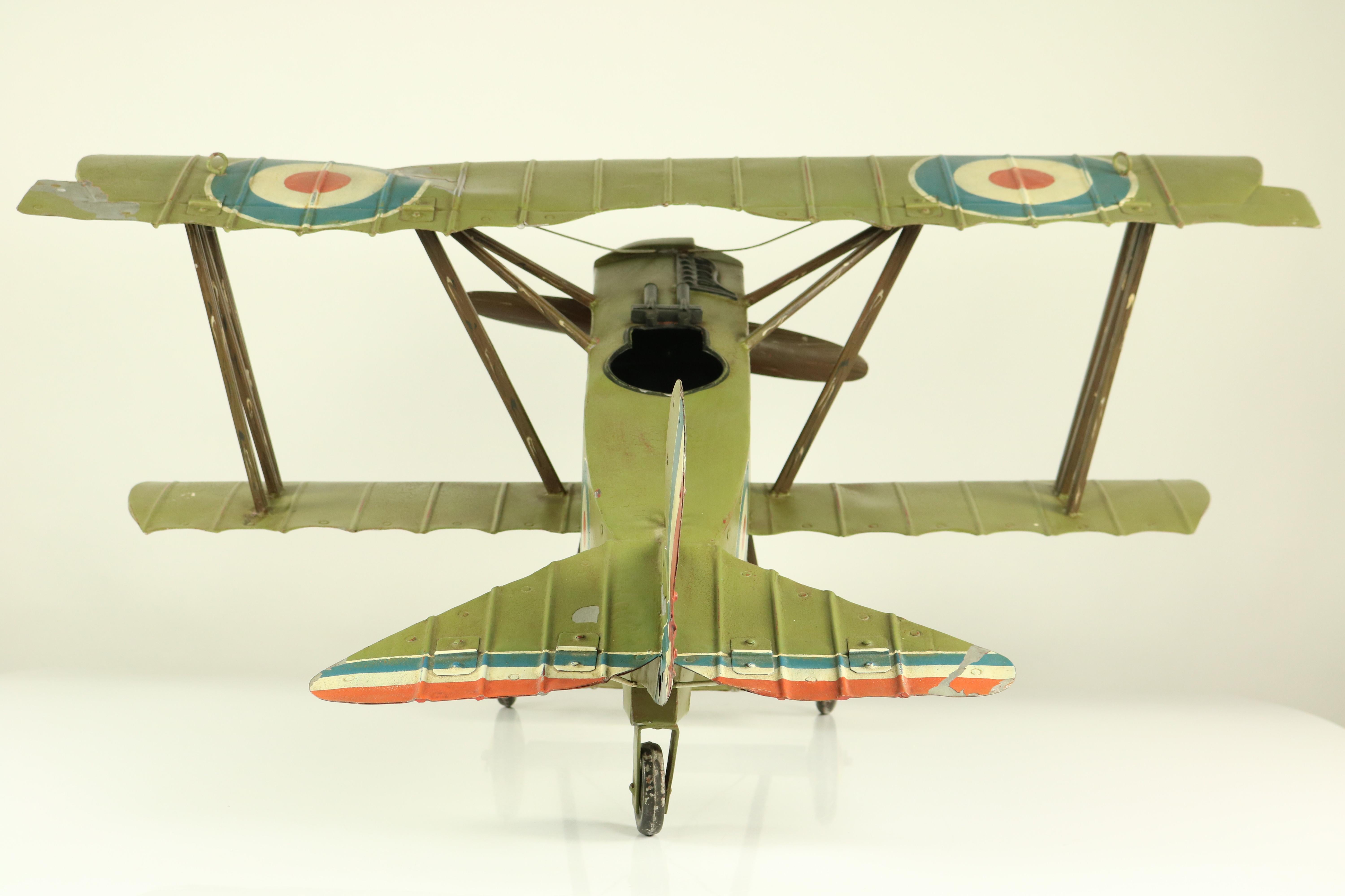 Huge Royal Air Force Biplane Tin Model WW 1 Sopwith Snipe Aviation, 1920s For Sale 3