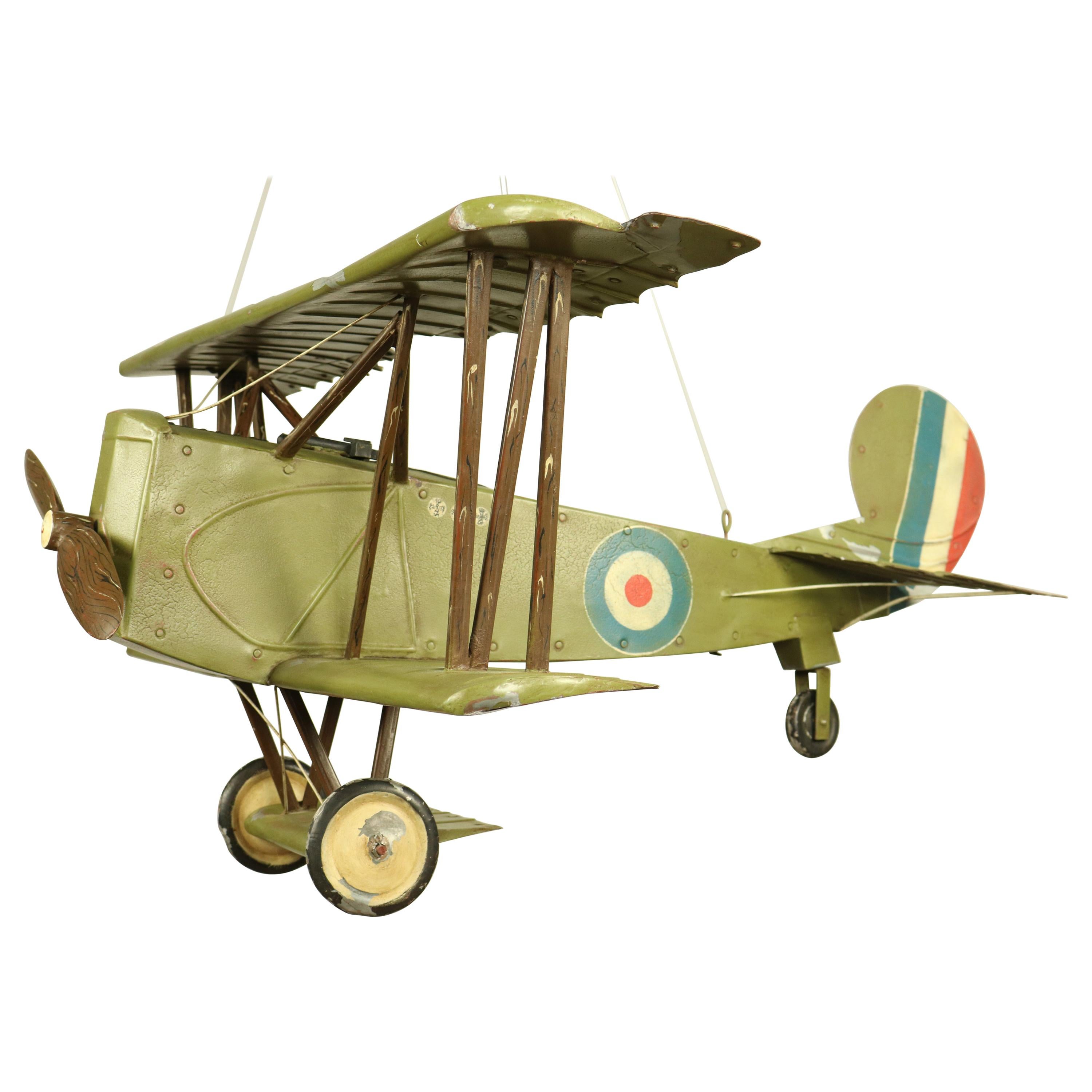 Huge Royal Air Force Biplane Tin Model WW 1 Sopwith Snipe Aviation, 1920s For Sale