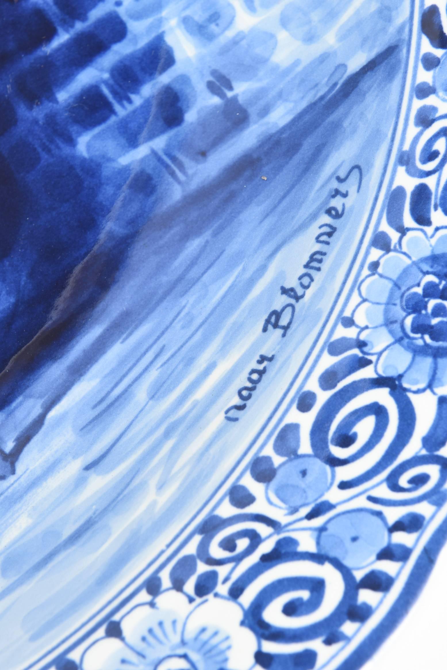 Große Royal Delft De Porceleyne Fles Blue and White Bloomers Platzteller Plakette im Zustand „Hervorragend“ im Angebot in Miami Beach, FL