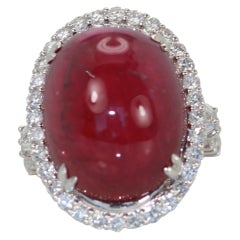 Huge Rubellite Cabochon 24 + Carats 14K