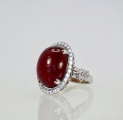 Huge Ruby Cabochon 30 carats 14K