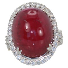 Huge Ruby Cabochon 30 carats 14K