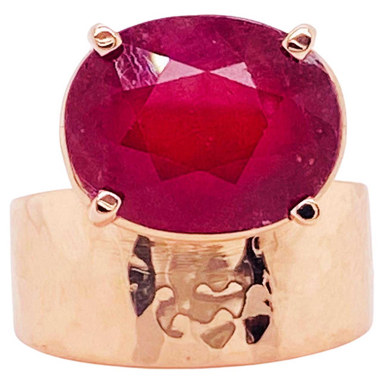 Huge Ruby Ring Custom Made by Mary Rupert Five Star Jewelry 12.26 Carat 14k Rose For Sale