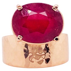 Grande bague en rubis 14 carats et rose 12,26 carats, fabriquée sur mesure par Mary Rupert Five Star Jewelry