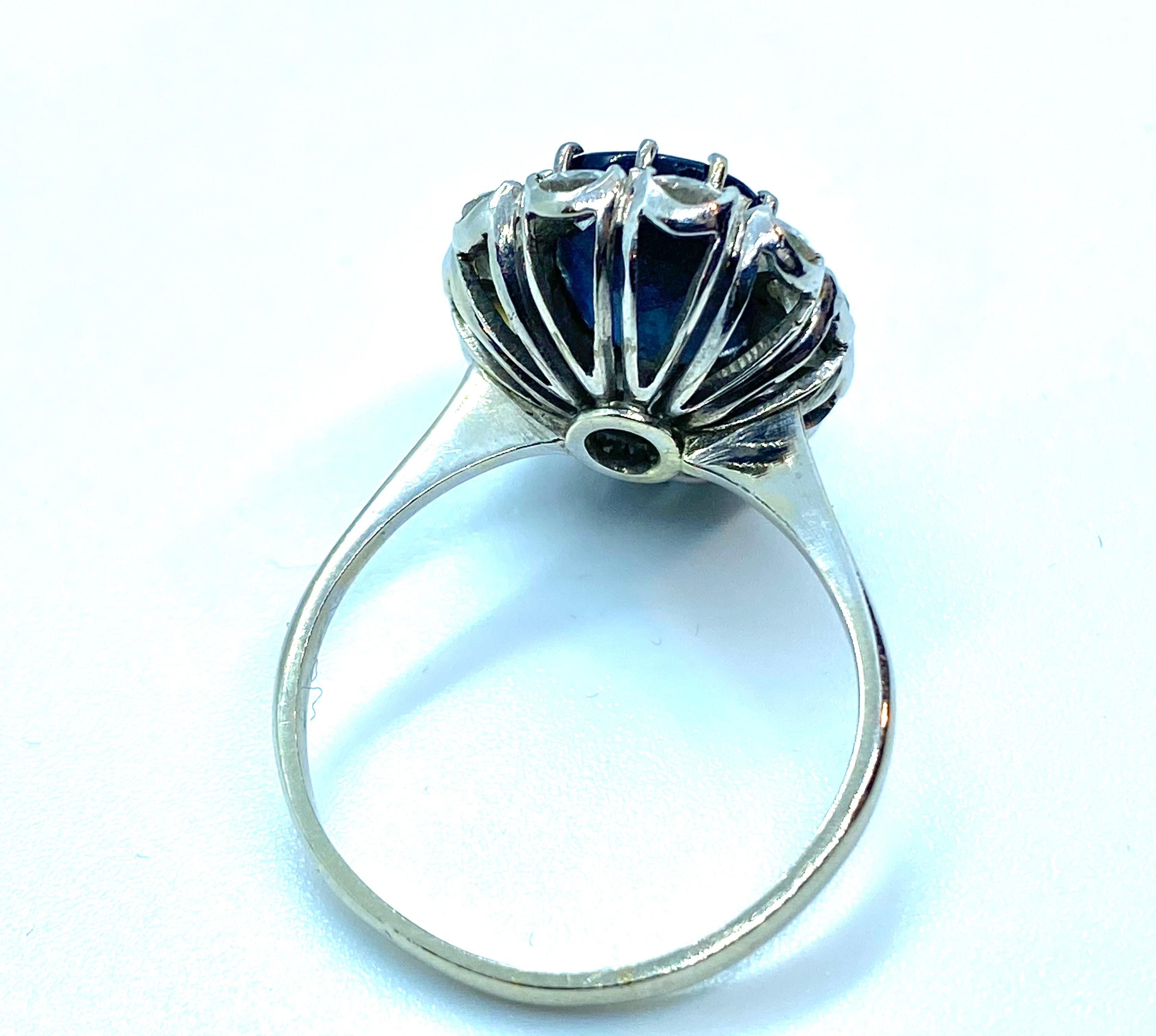 Brilliant Cut Huge Sapphire and Diamonds Ring