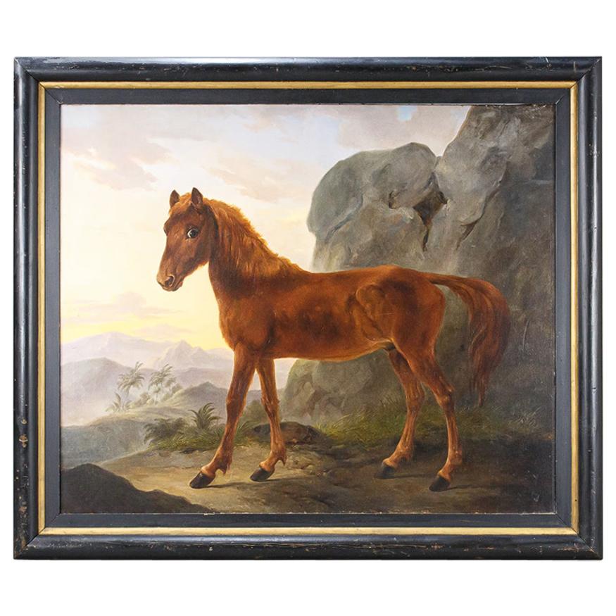 Huge Scale Country House Oil on Canvas Painting of a Foal