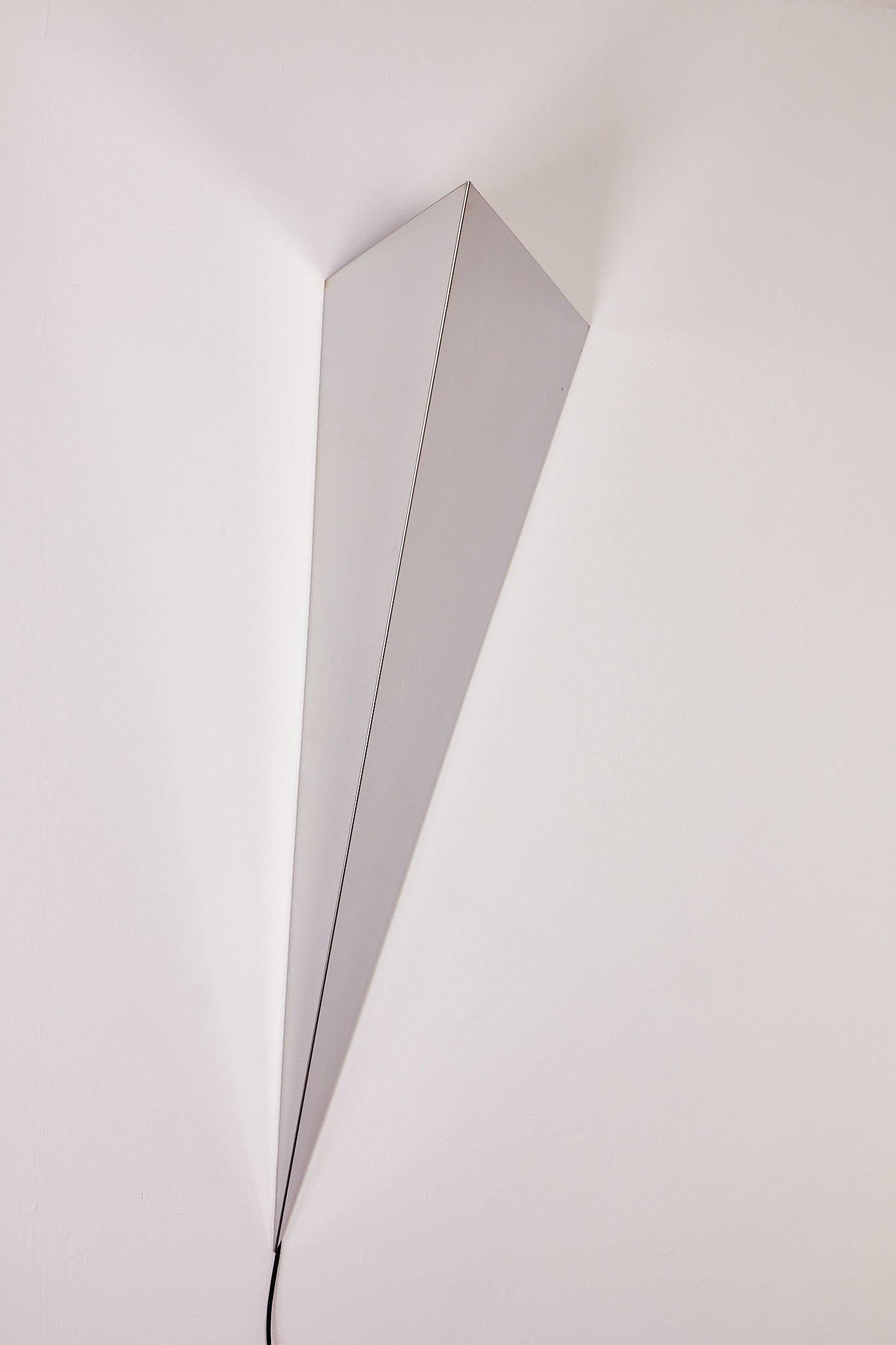 Huge sculptural chrome mirror wall lamp '70 in vendita 7
