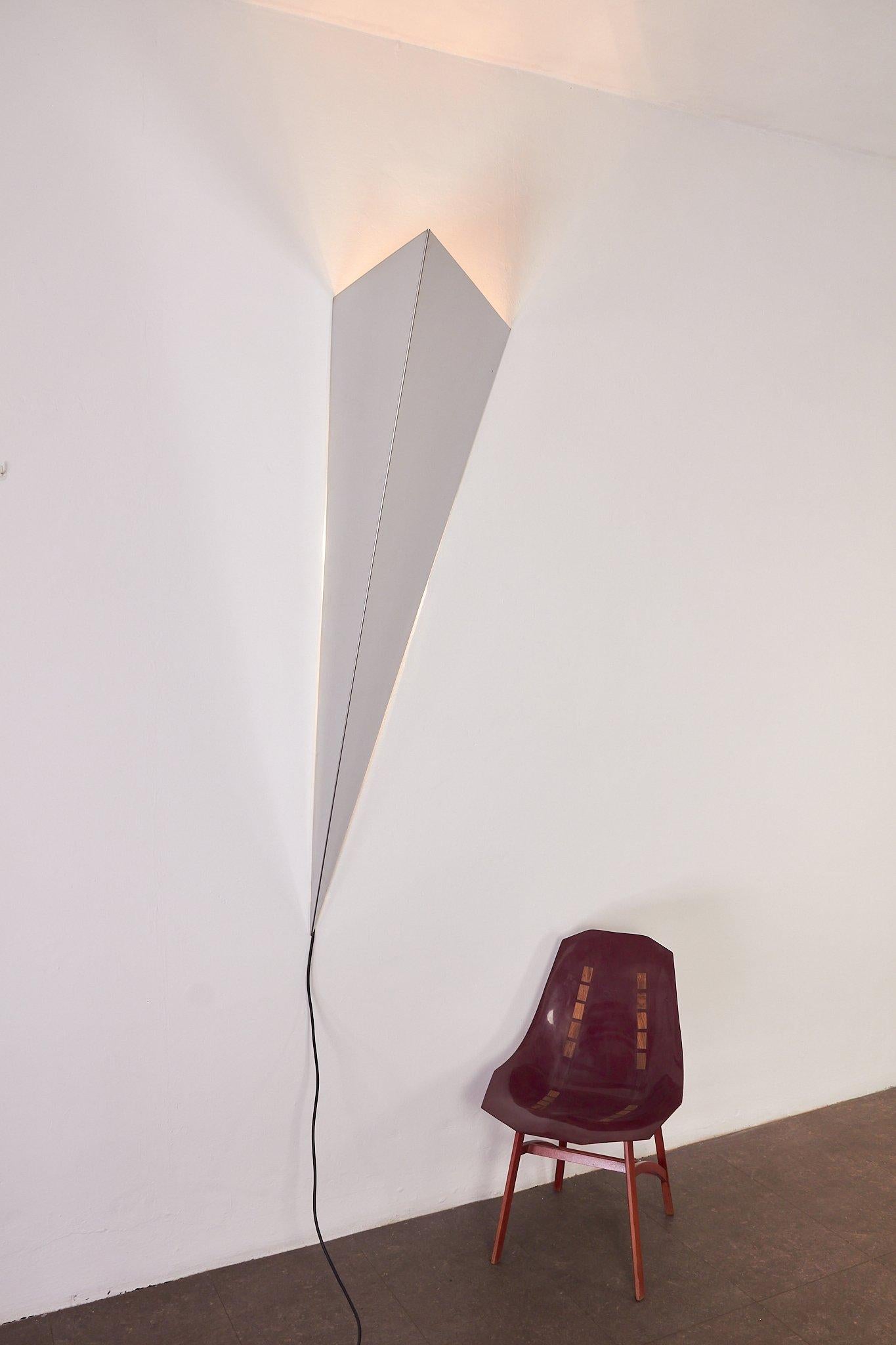 Huge sculptural chrome mirror wall lamp '70 in vendita 8