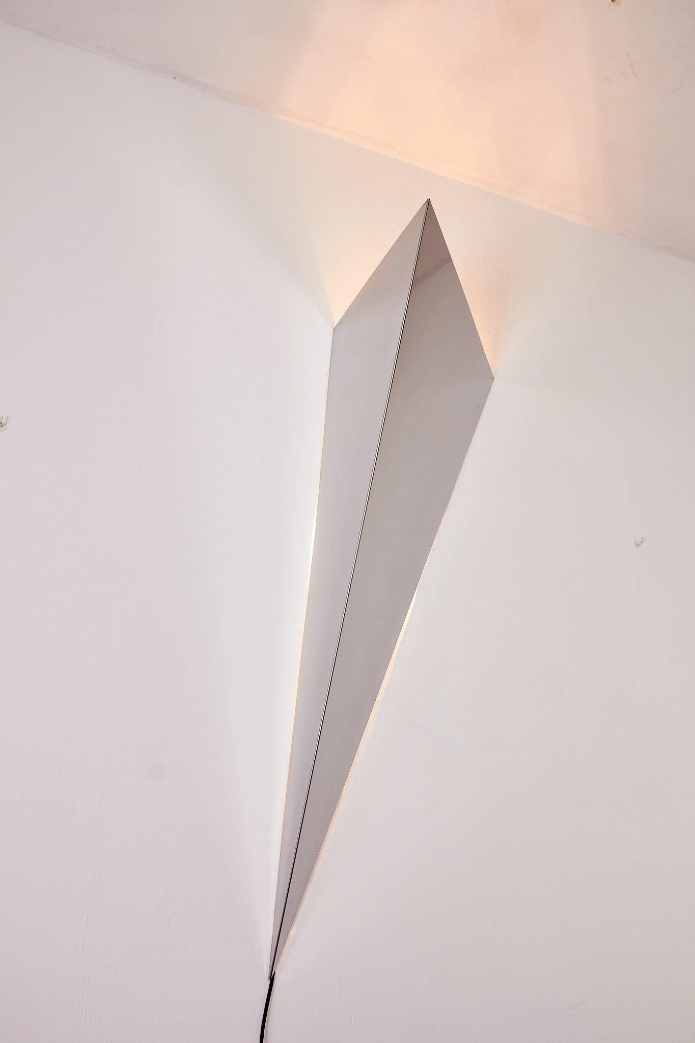 Huge sculptural chrome mirror wall lamp '70 in vendita 1
