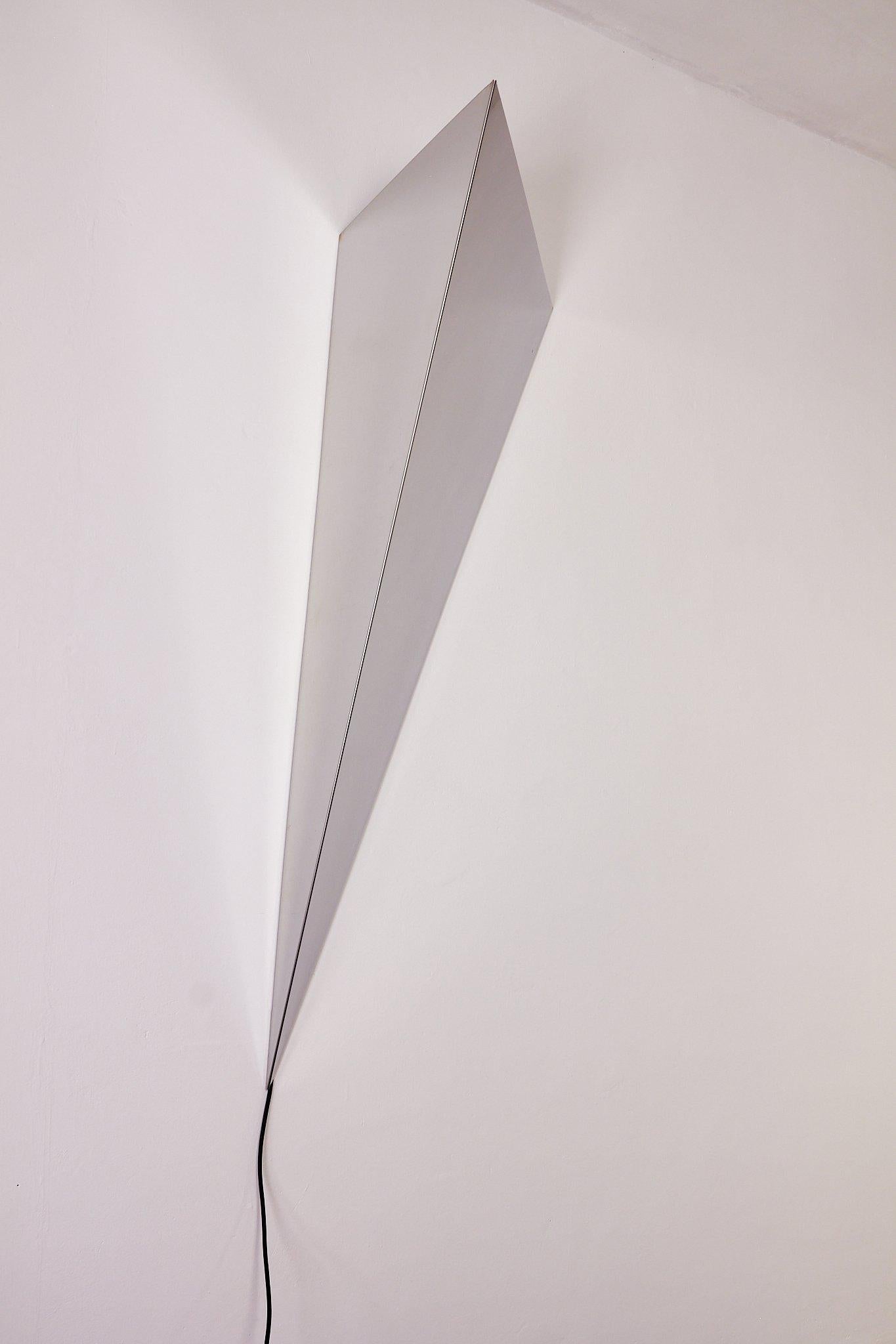 Huge sculptural chrome mirror wall lamp '70 in vendita 4
