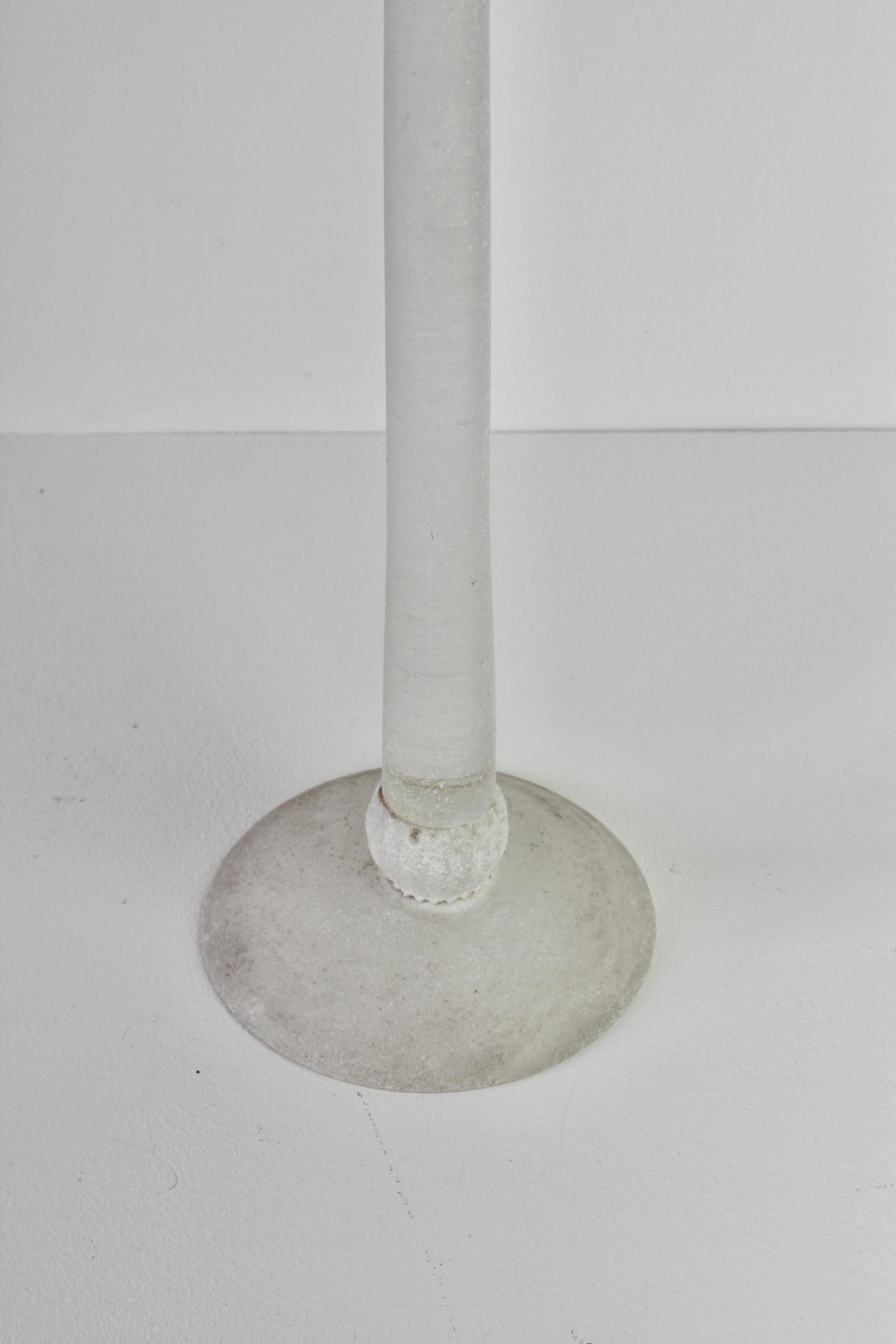 Huge Seguso Vetri d'Arte White Scavo Murano Glass Candlestick Holder Candelabra For Sale 4