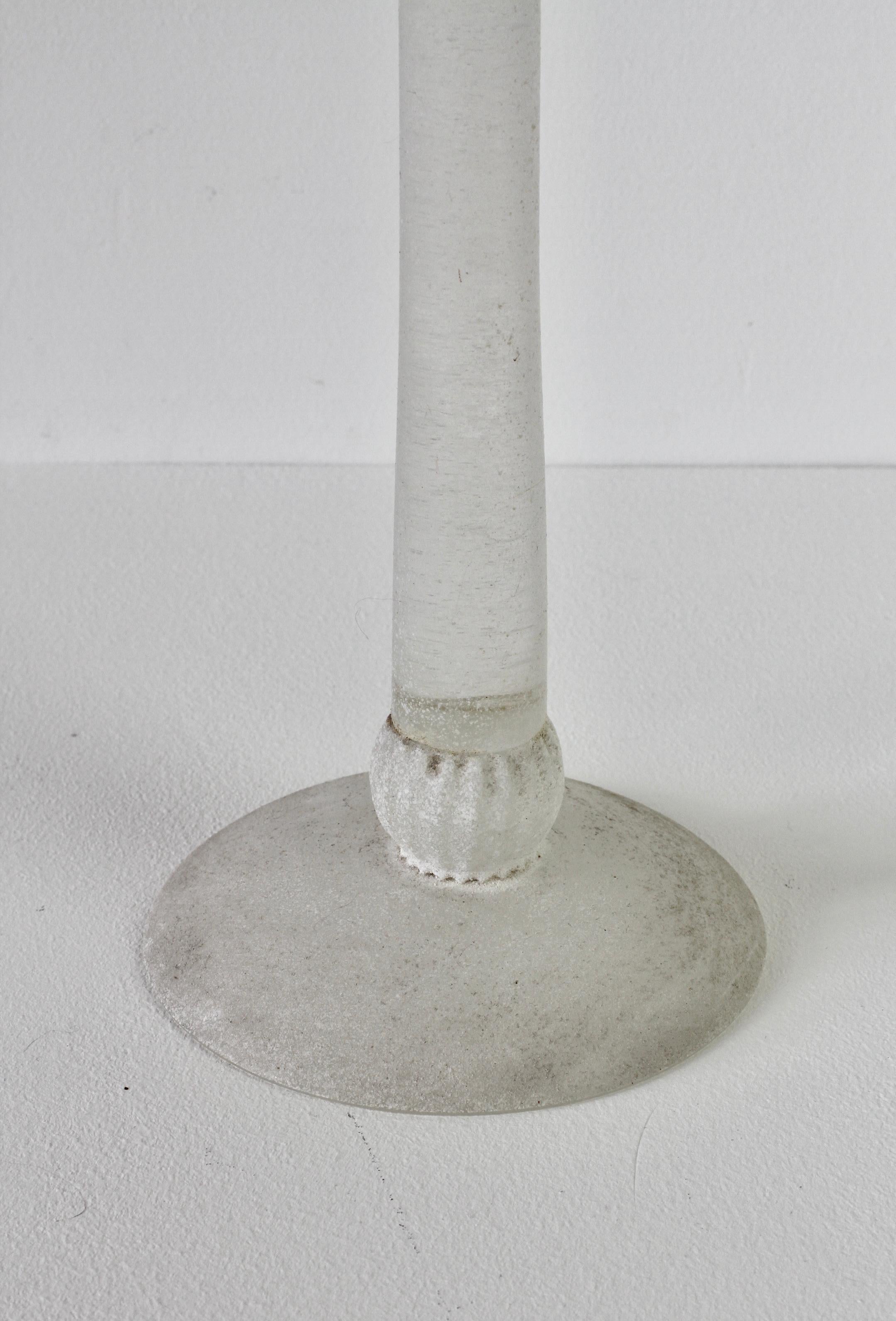 Huge Seguso Vetri d'Arte White Scavo Murano Glass Candlestick Holder Candelabra For Sale 2