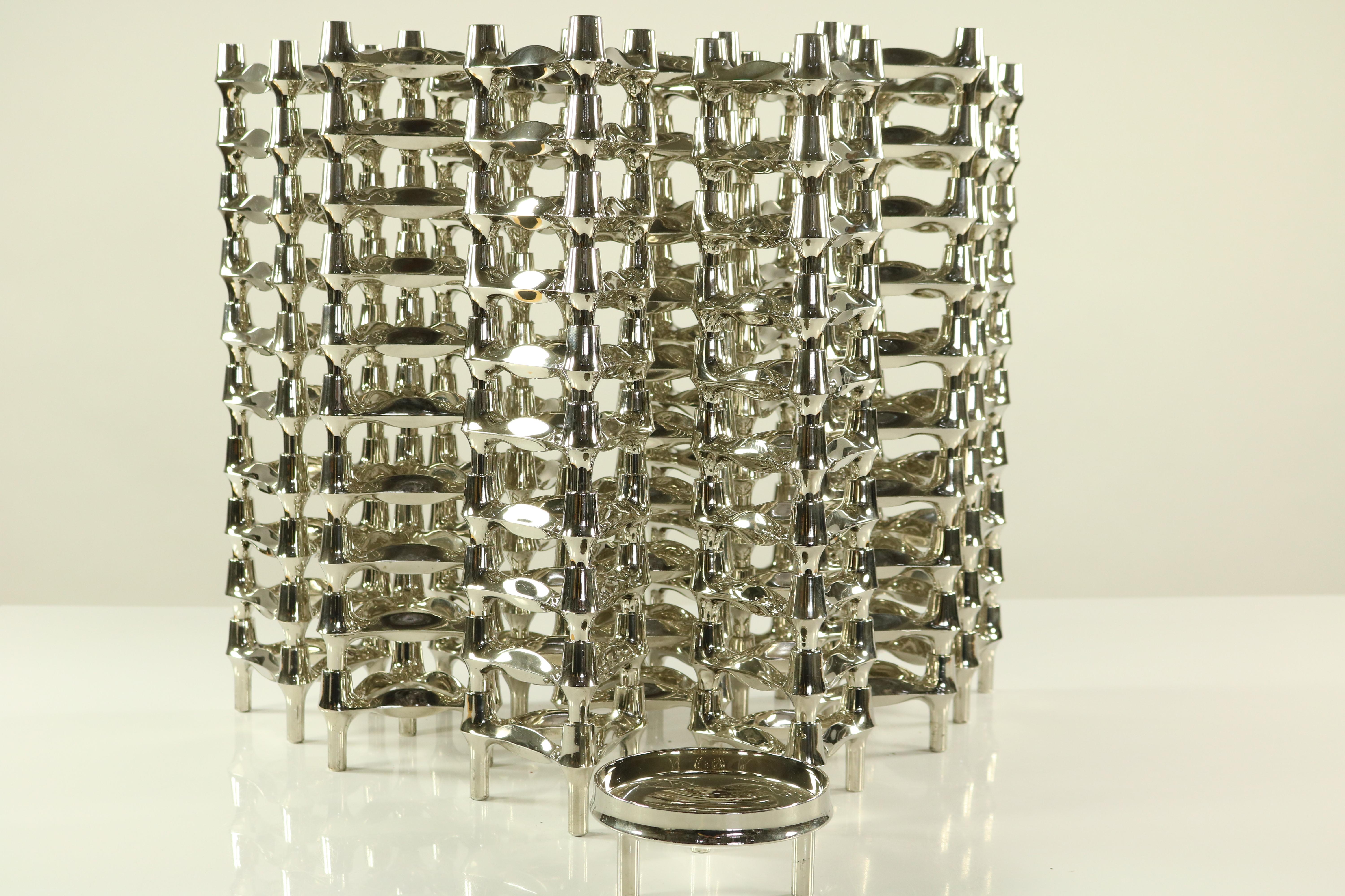 Huge Set Modular Candleholder Sticks 91 Pcs by BMF Nagel Design Caesar Stoffi In Good Condition For Sale In Nürnberg, DE