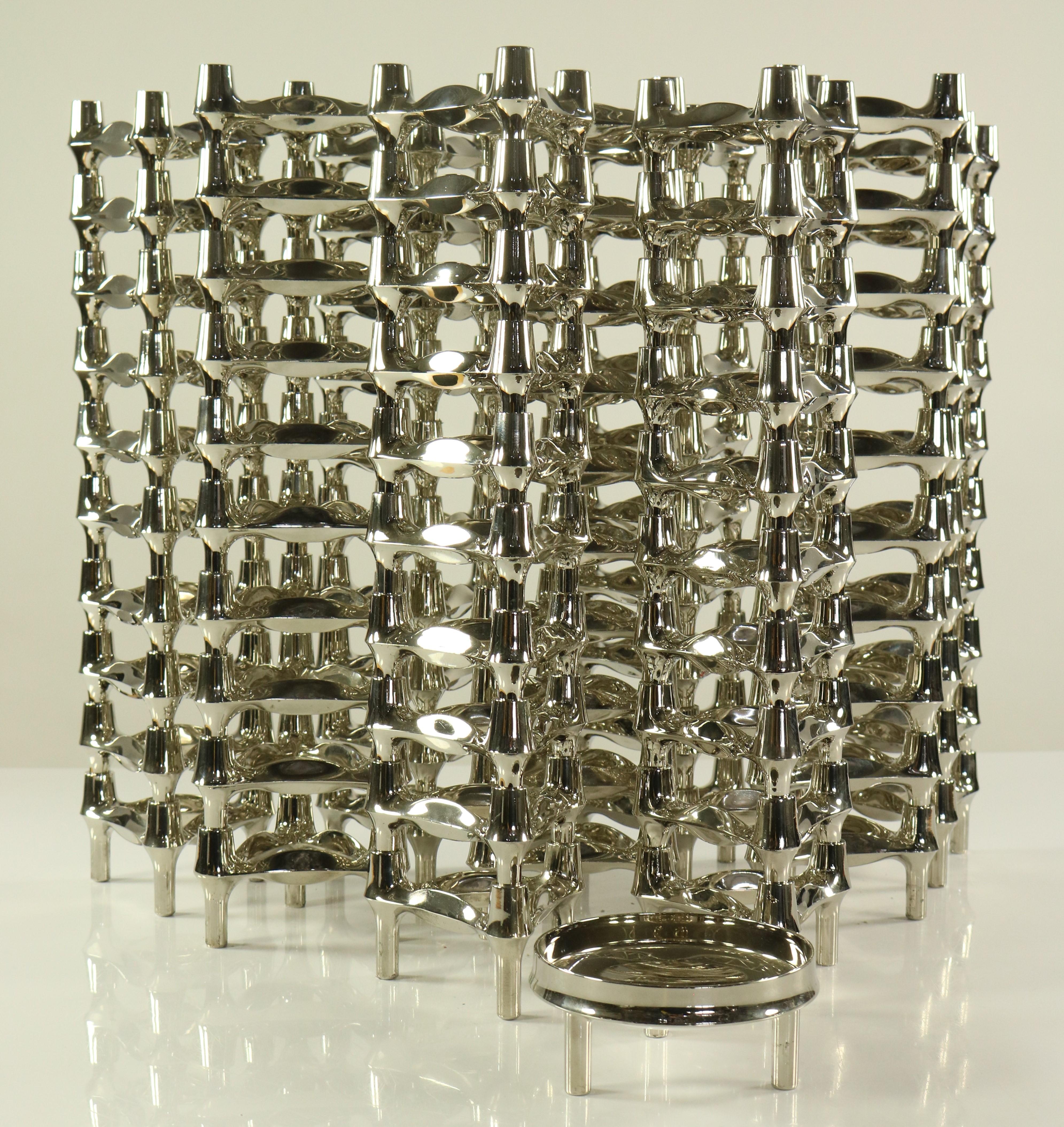 Huge Set Modular Candleholder Sticks 91 Pcs by BMF Nagel Design Caesar Stoffi (Ende des 20. Jahrhunderts) im Angebot