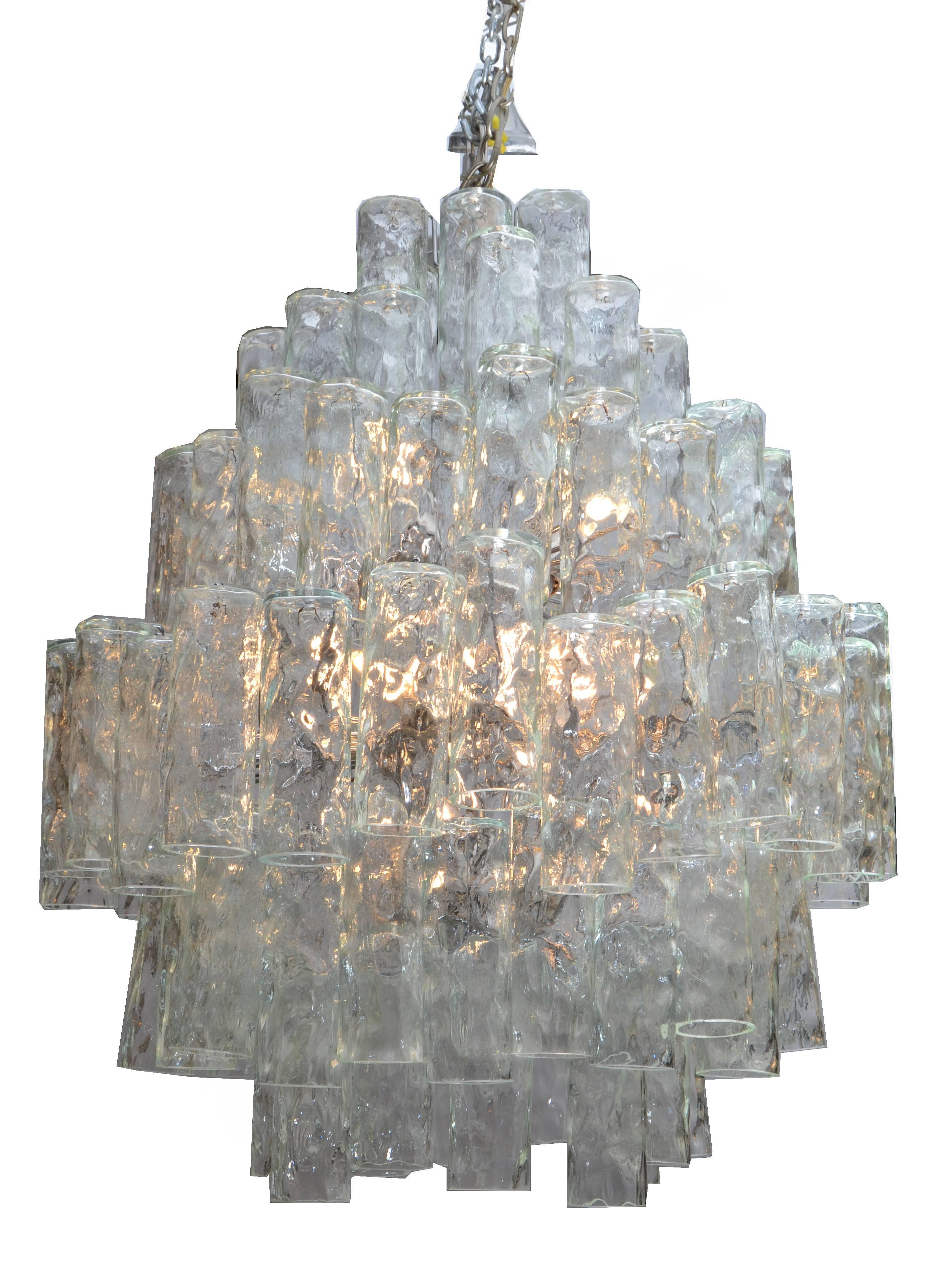 Huge Seven-Tier Italian Crystal and Chrome Chandelier For Sale 5