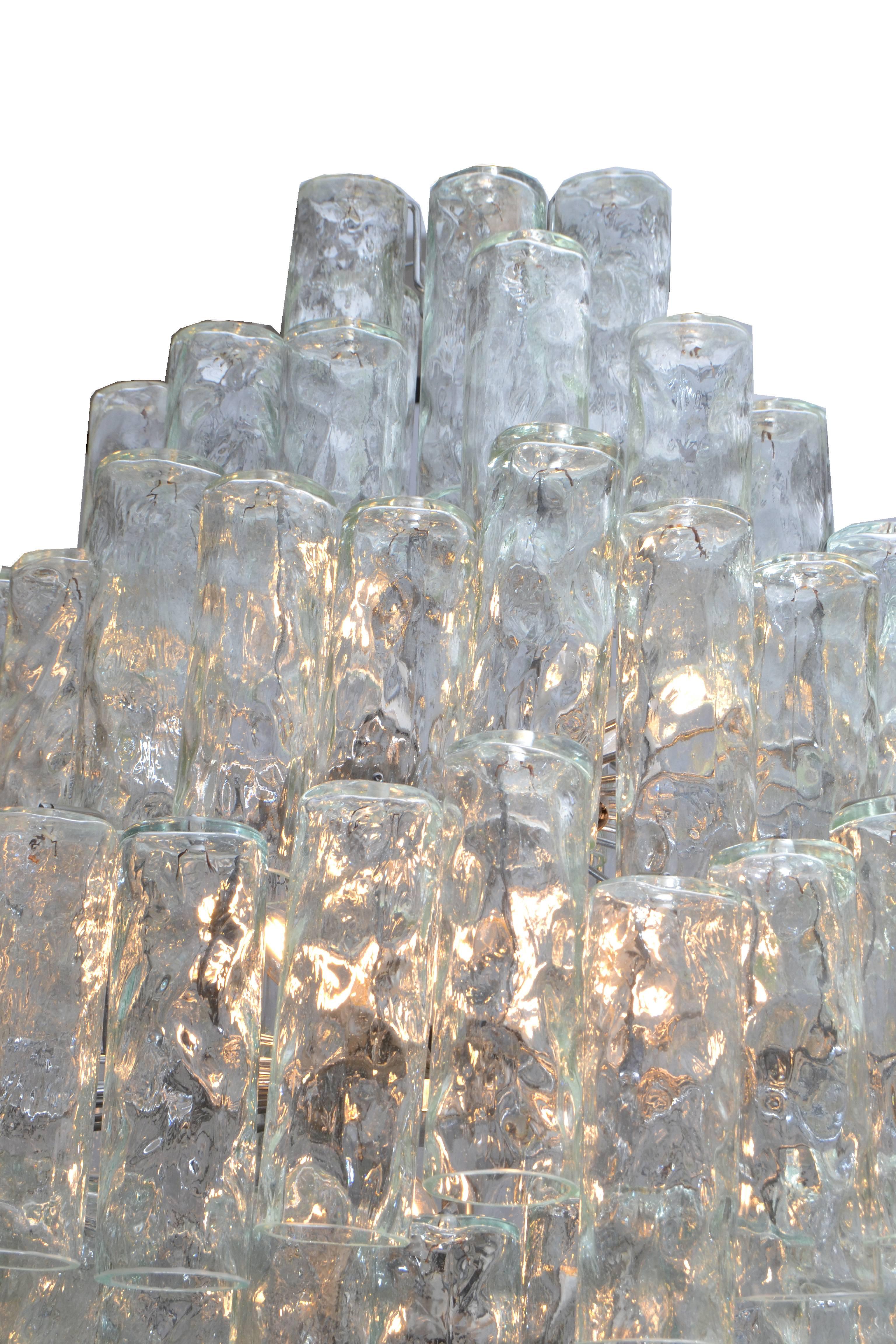 Huge Seven-Tier Italian Crystal and Chrome Chandelier For Sale 4