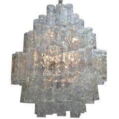 Huge Seven-Tier Italian Crystal and Chrome Chandelier