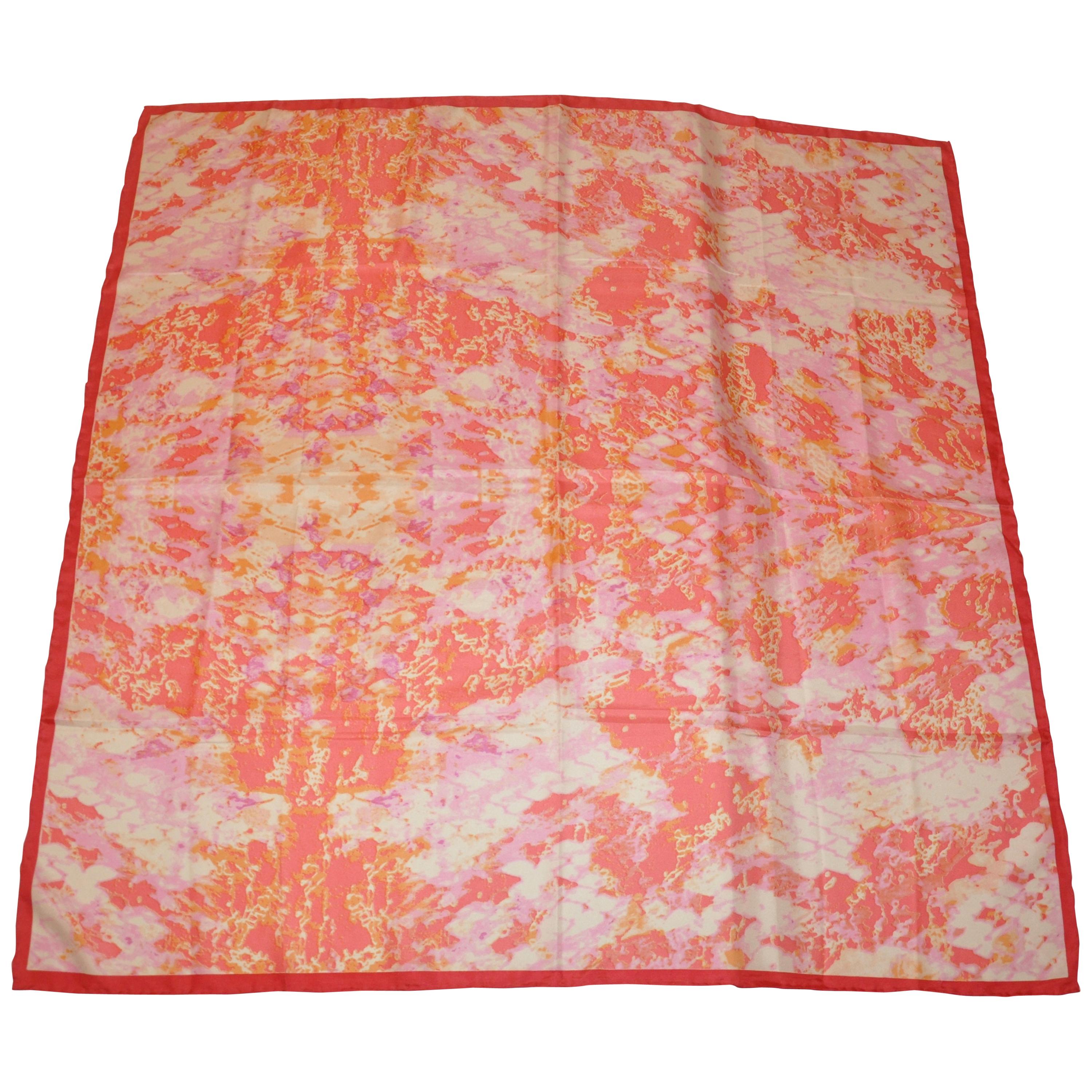 Huge "Shades  of Pinks, Corals, Lavender & White Silk Scarf For Sale
